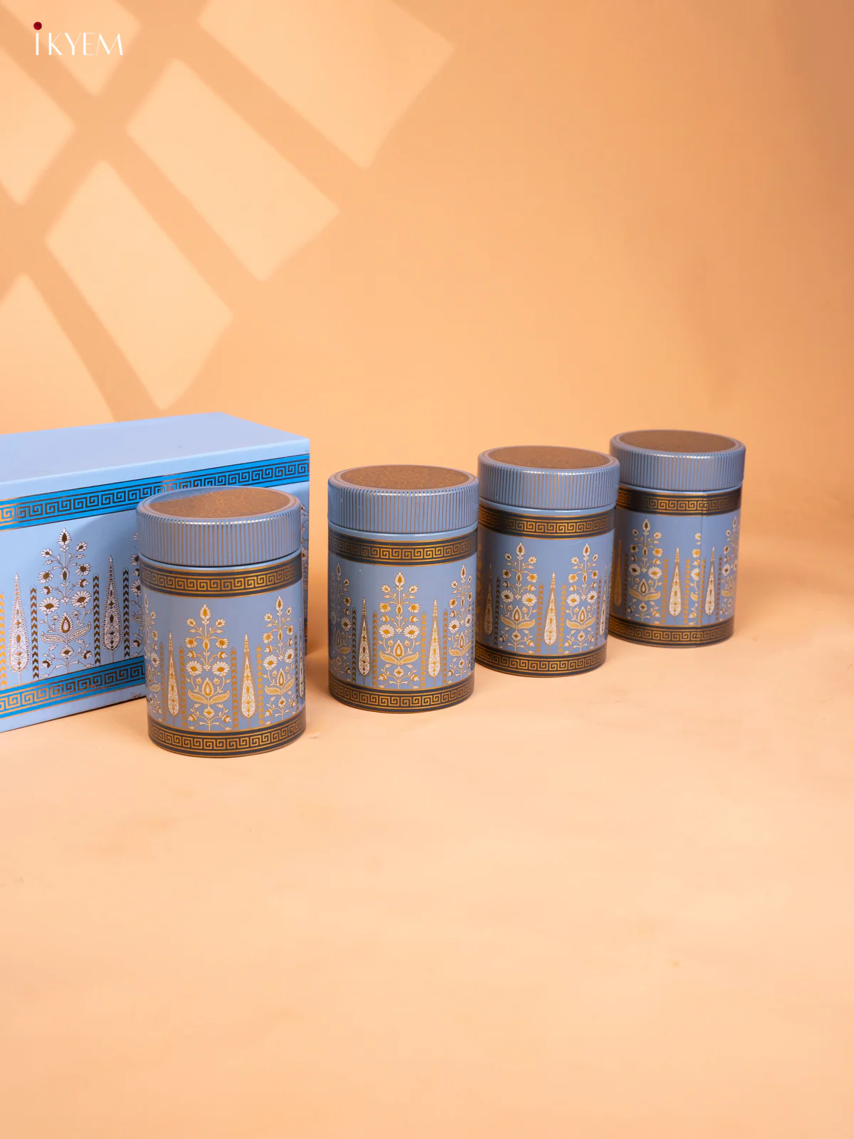 Blue Digital Printed Dry Fruit Hamper Box with 4 Big Jars - KB27130 - Image 3
