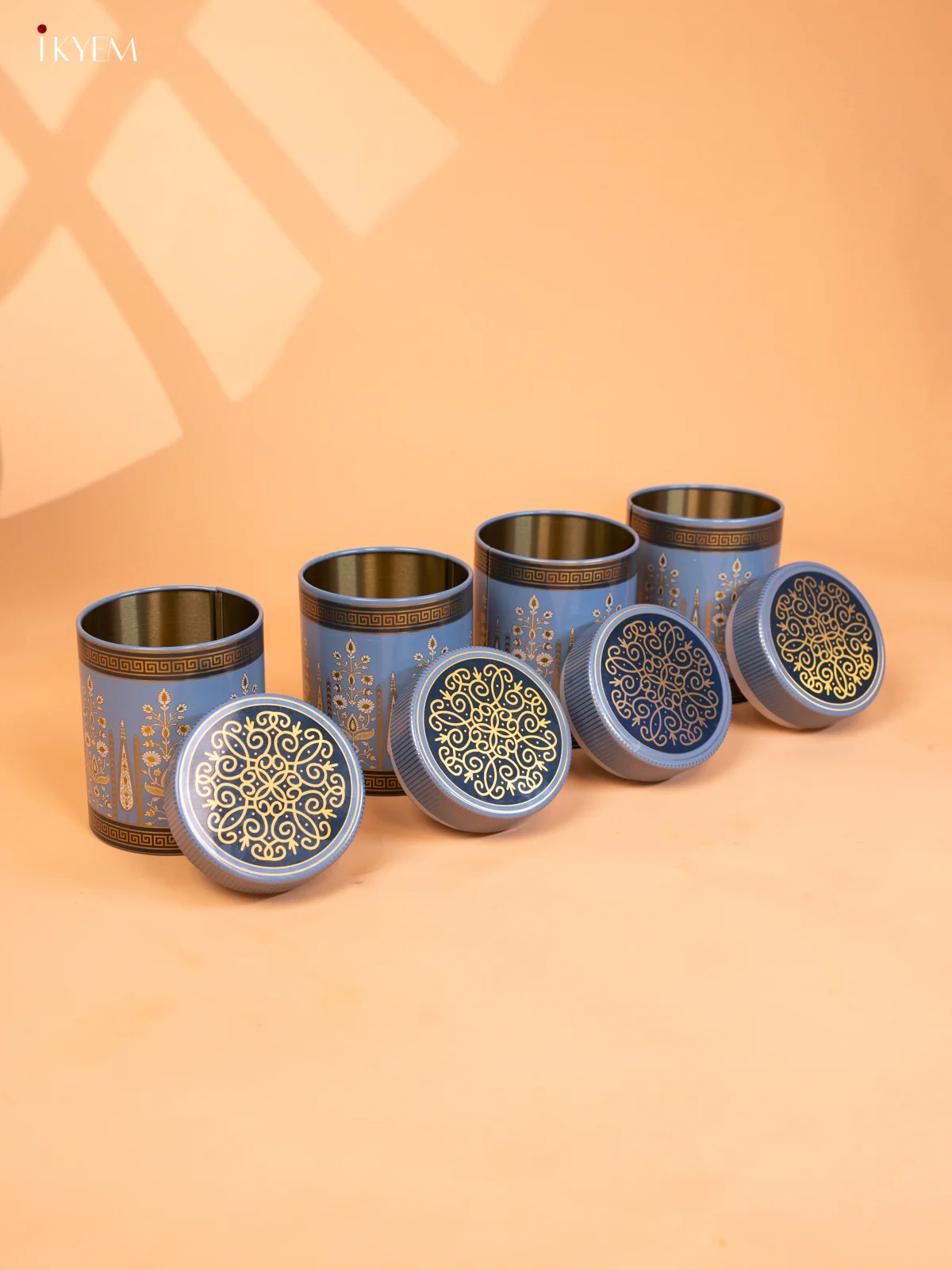 Blue Digital Printed Dry Fruit Hamper Box with 4 Big Jars - KB27130 - Image 4