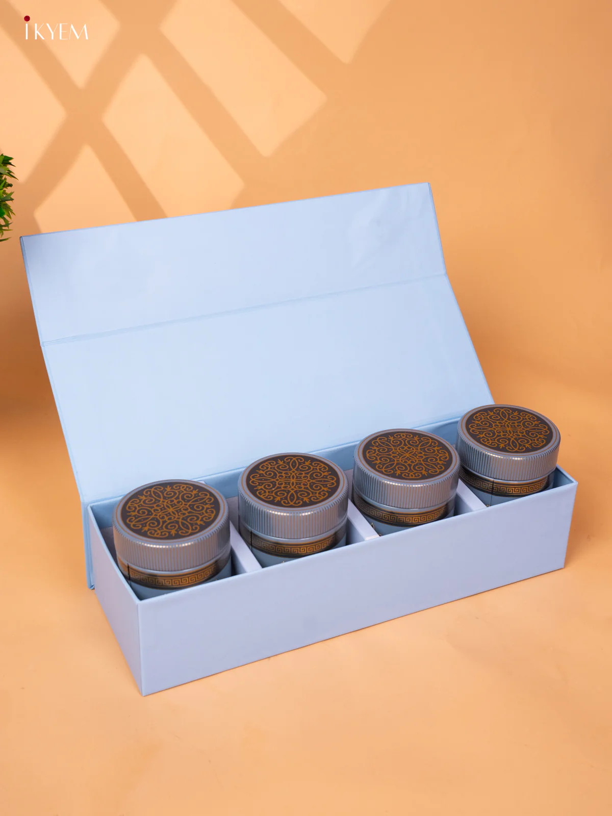Blue Digital Printed Dry Fruit Hamper Box with 4 Big Jars - KB27130 - Image 6