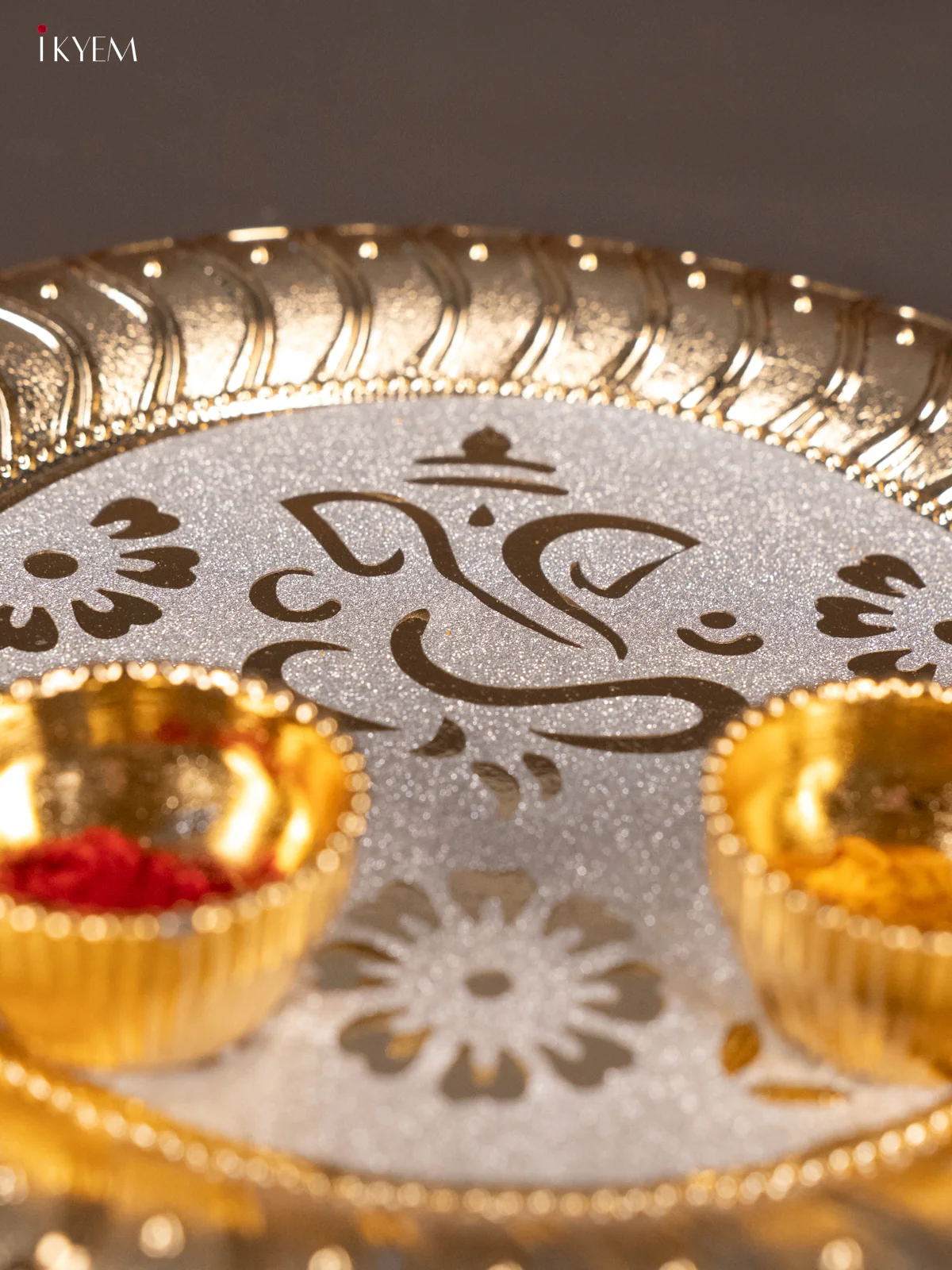 Round Shaped, Ganesha Printed Haldi Kumkum Holder - KG25213 - Image 3