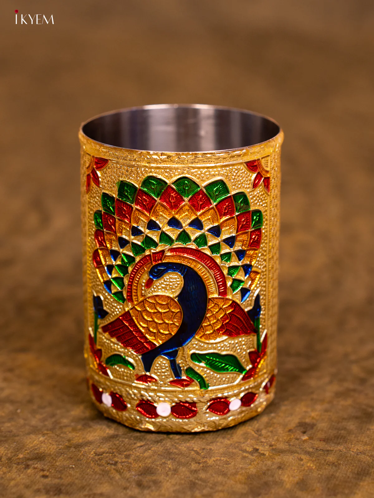 Stunning Gold Meenakari Steel Glass - KA08114 - Image 4
