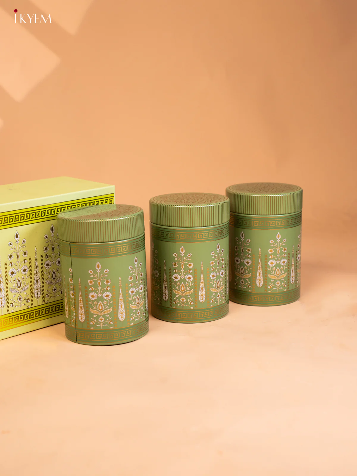 Digital Printed Green Dry Fruit Gift Hamper Box with 3 Small Jars - KB27131 - Image 3