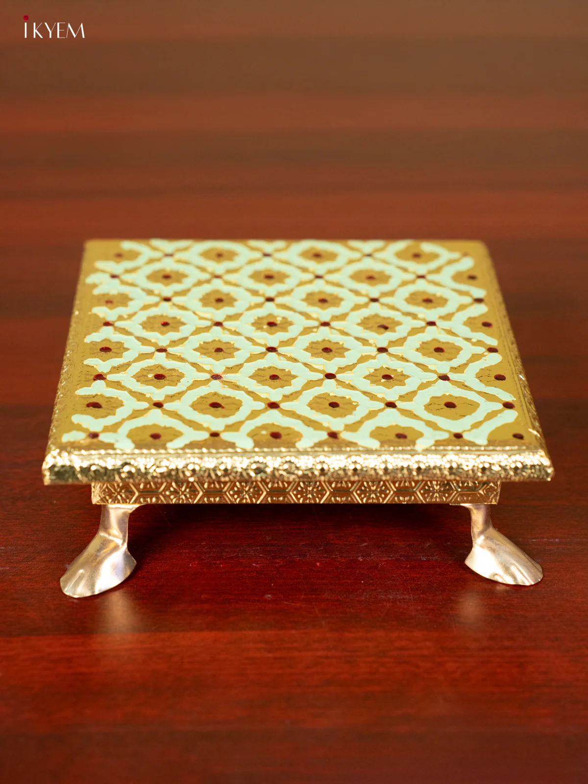Green Wooden Bajot With Meenakari Design - KC11120 - Image 3