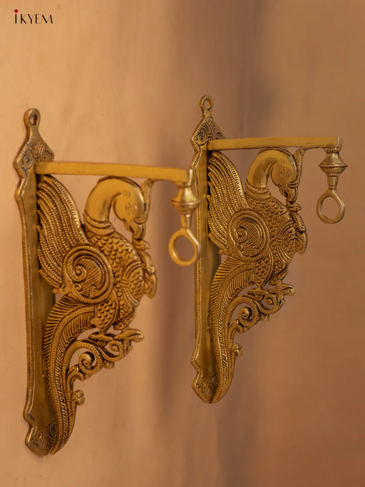 Brass Peacock Wall Bracket Set of 2 - 12 Inch - KB12113 - Image 3
