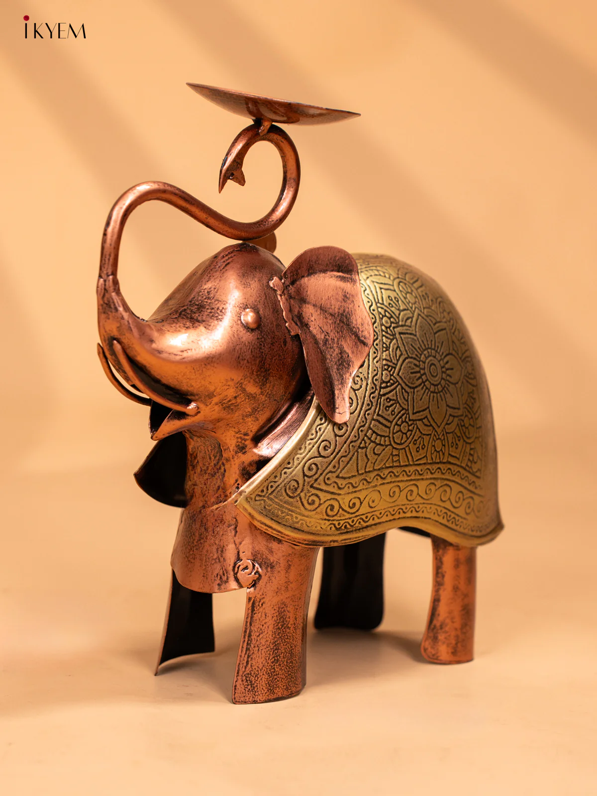 Metal Acid Etching Elephant Candle Holder - 10 Inch - KB20120 - Image 3