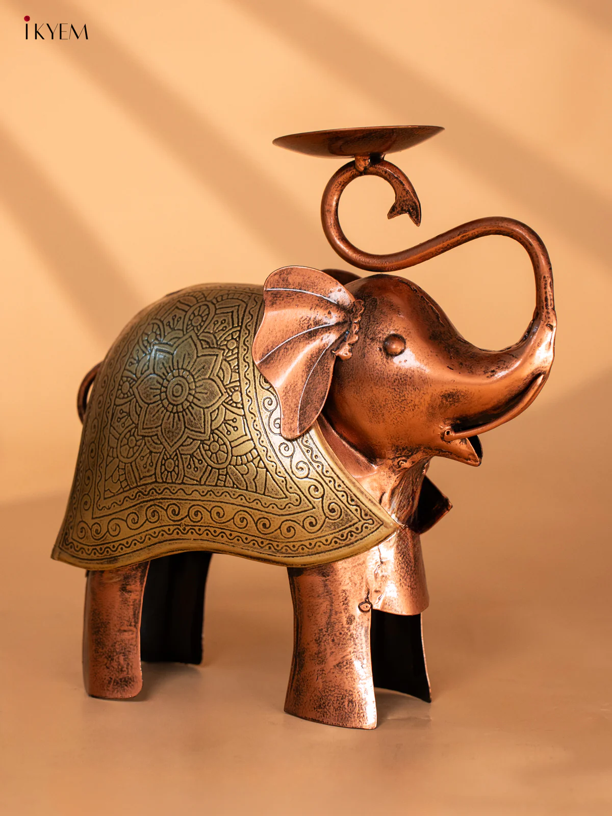 Metal Acid Etching Elephant Candle Holder - 10 Inch - KB20120 - Image 4