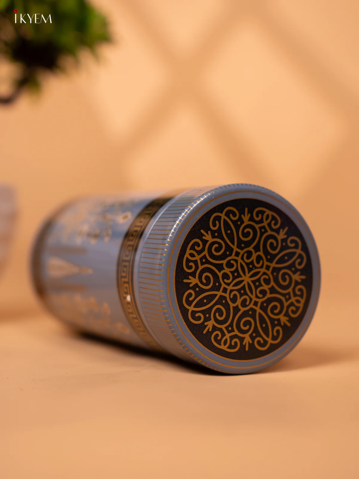 Digital Printed Dry Fruit Tin Jar Cylinder Big - Blue 6 Inch - KB27117 - Image 4