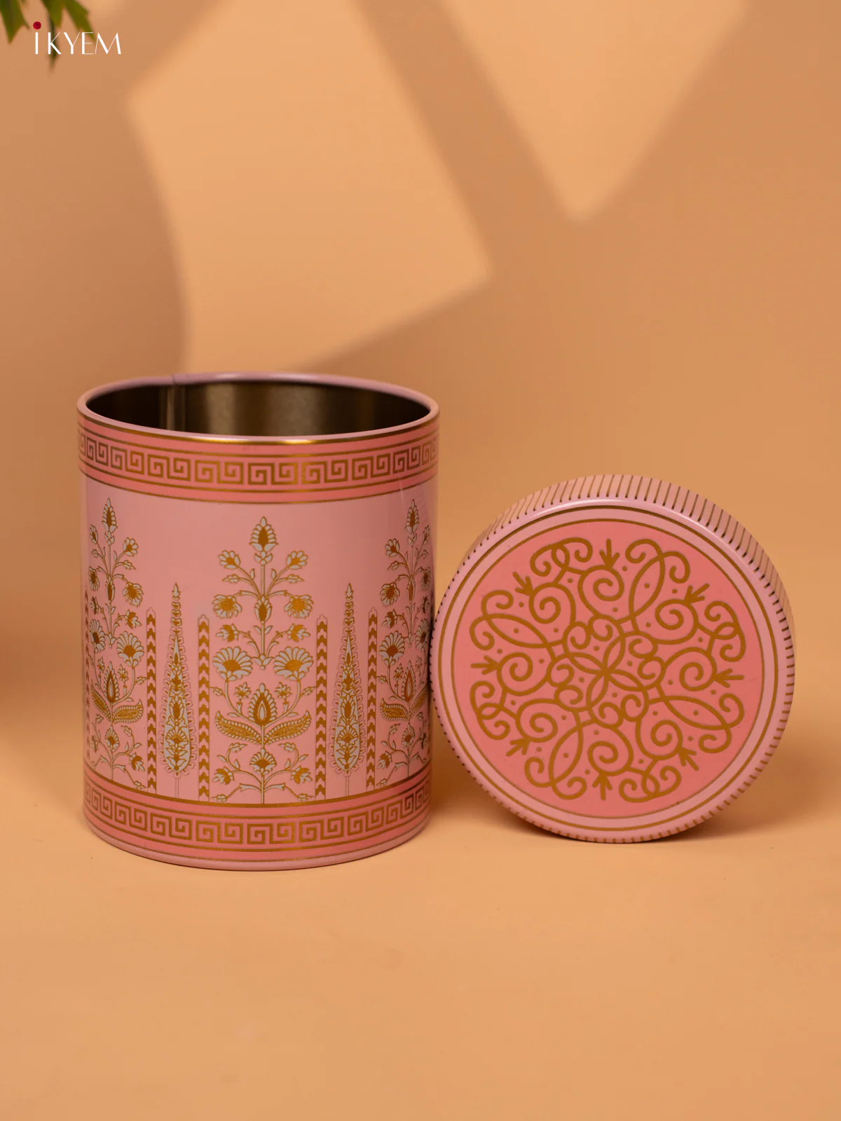 Digital Printed Dry Fruit Tin Jar Cylinder Small - Pink 4.2 Inch- KB27121 - Image 3