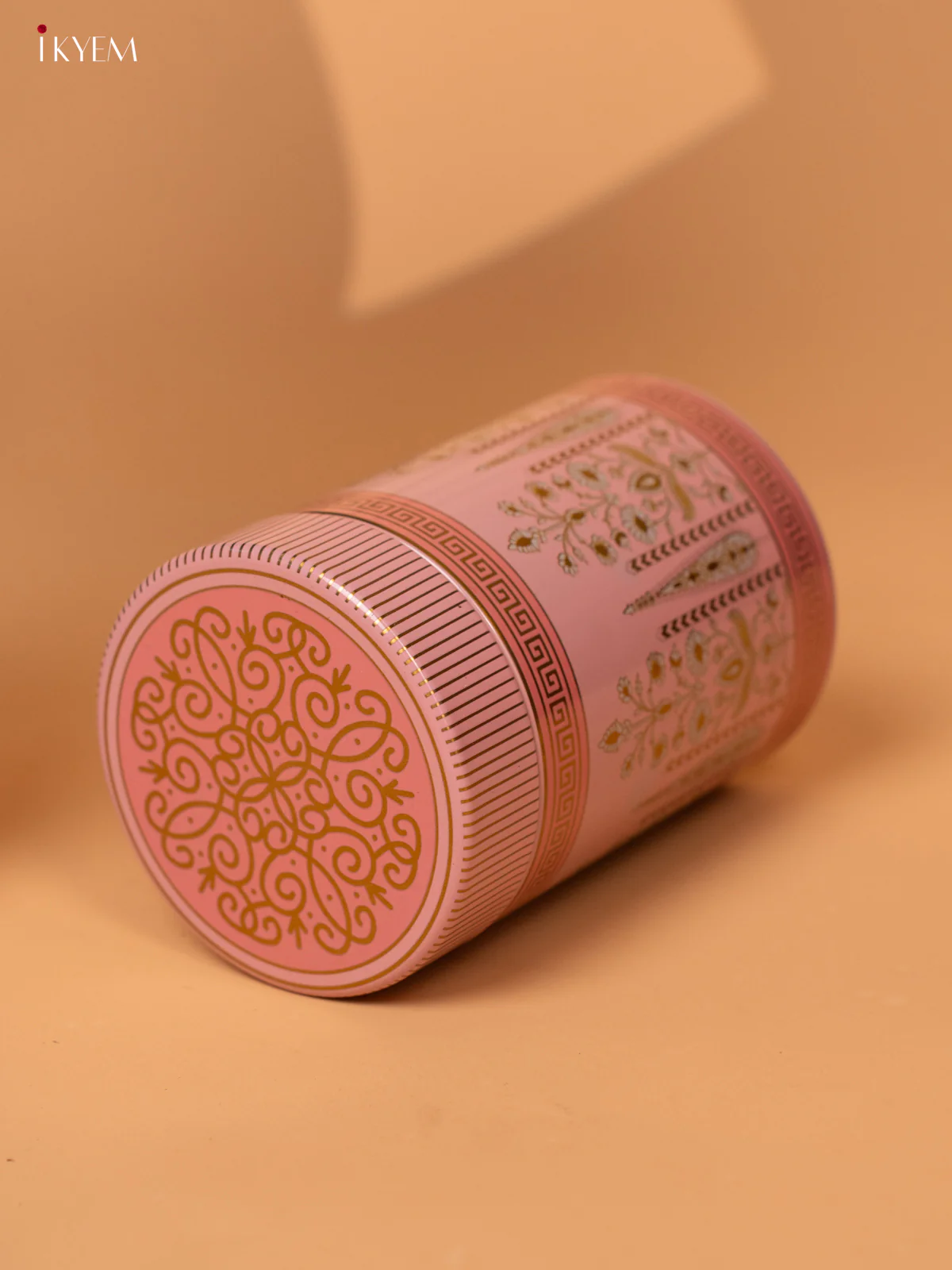 Digital Printed Dry Fruit Tin Jar Cylinder Small - Pink 4.2 Inch- KB27121 - Image 4