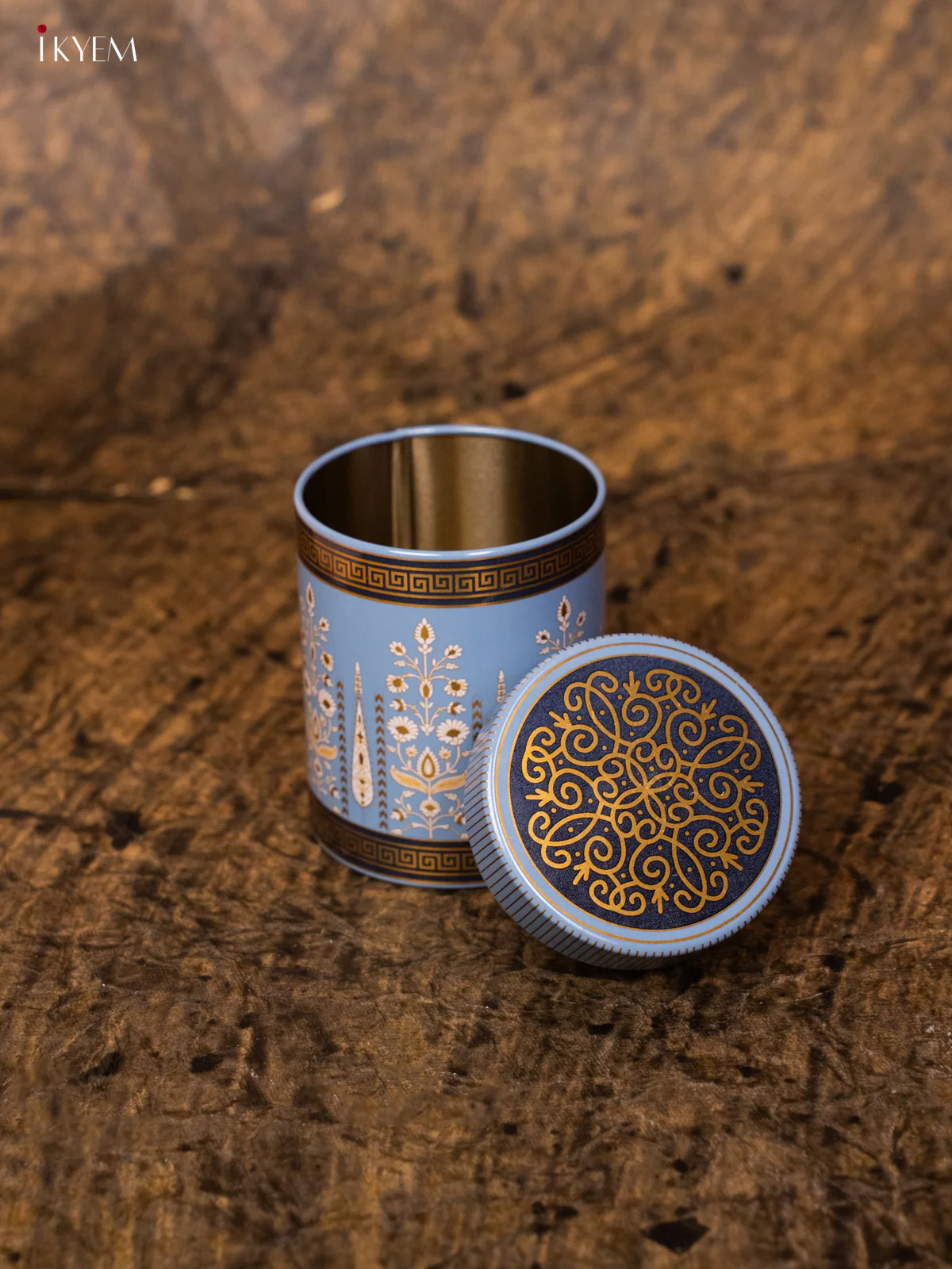 Digital Dry Fruit Tin Jar Cylinder Small - Blue 5 Inch- KB27122 - Image 3