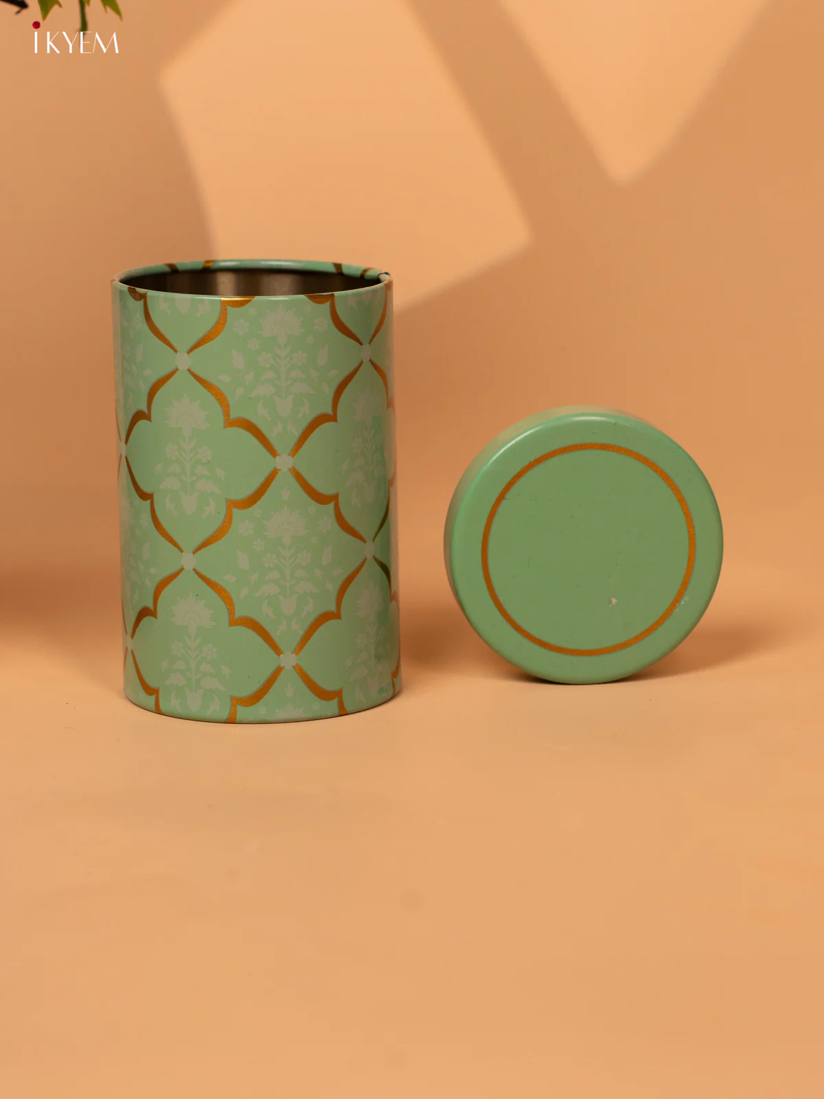 Digital Printed Dry Fruit Tin Jar Cylinder - Green 4.5 Inch- KB27125 - Image 3