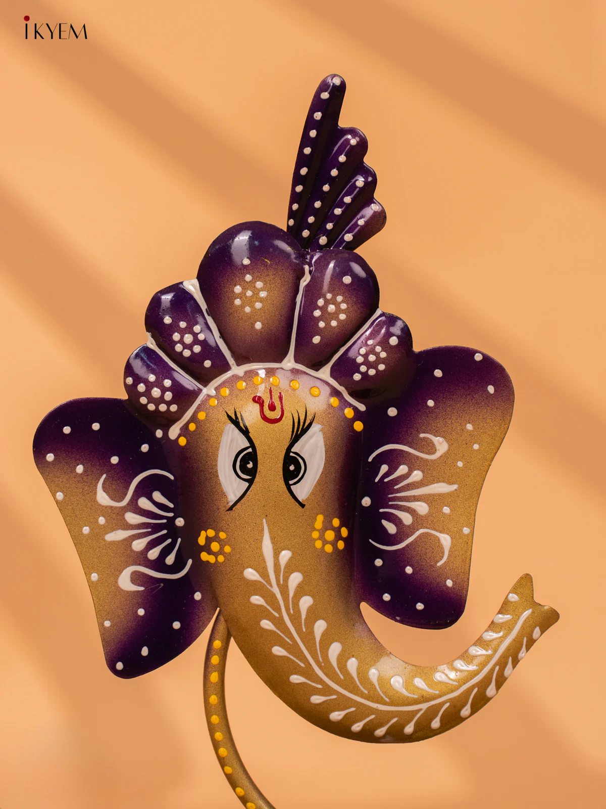 Hand-Painted Iron Ganesha T-Light Holder - Violet - 11 Inches - KC20149 - Image 3