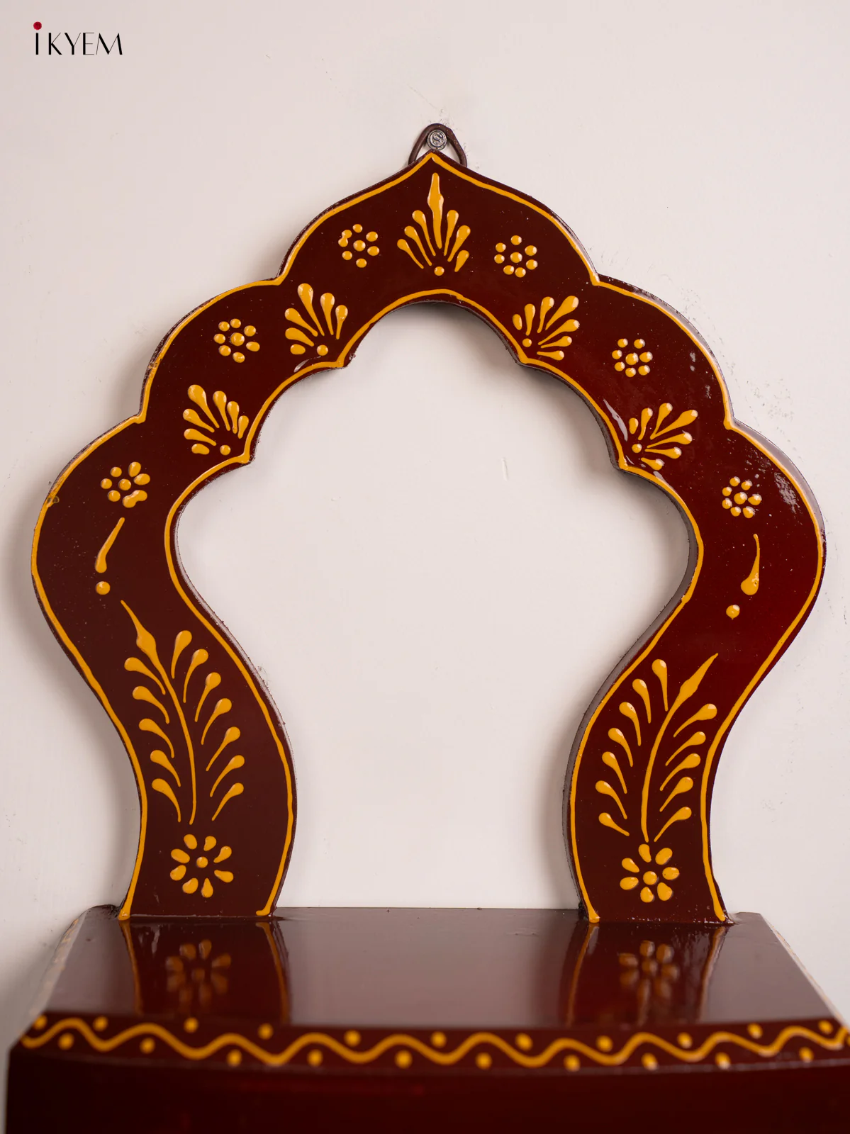 Arch Wooden Hand-Painted Wall Shelf - Brown - 10 Inches - KD01127 - Image 3
