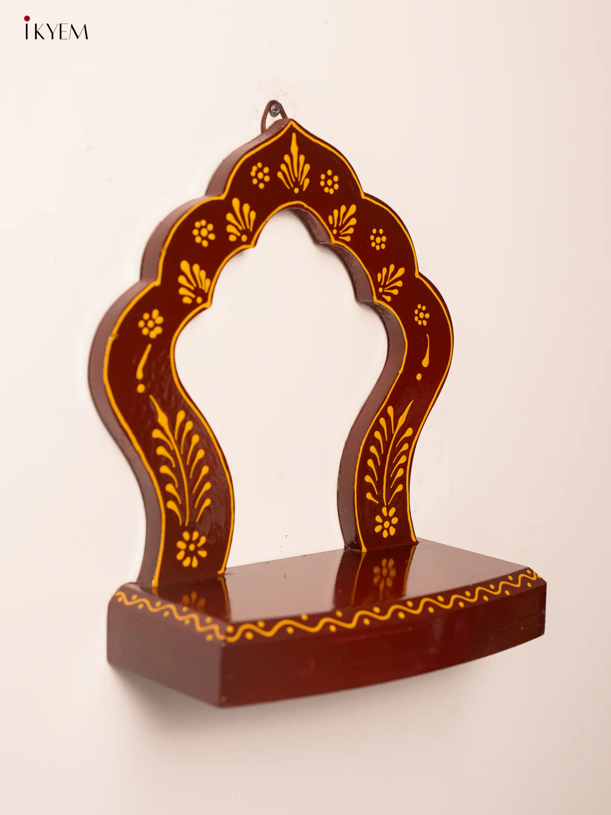 Arch Wooden Hand-Painted Wall Shelf - Brown - 10 Inches - KD01127 - Image 4