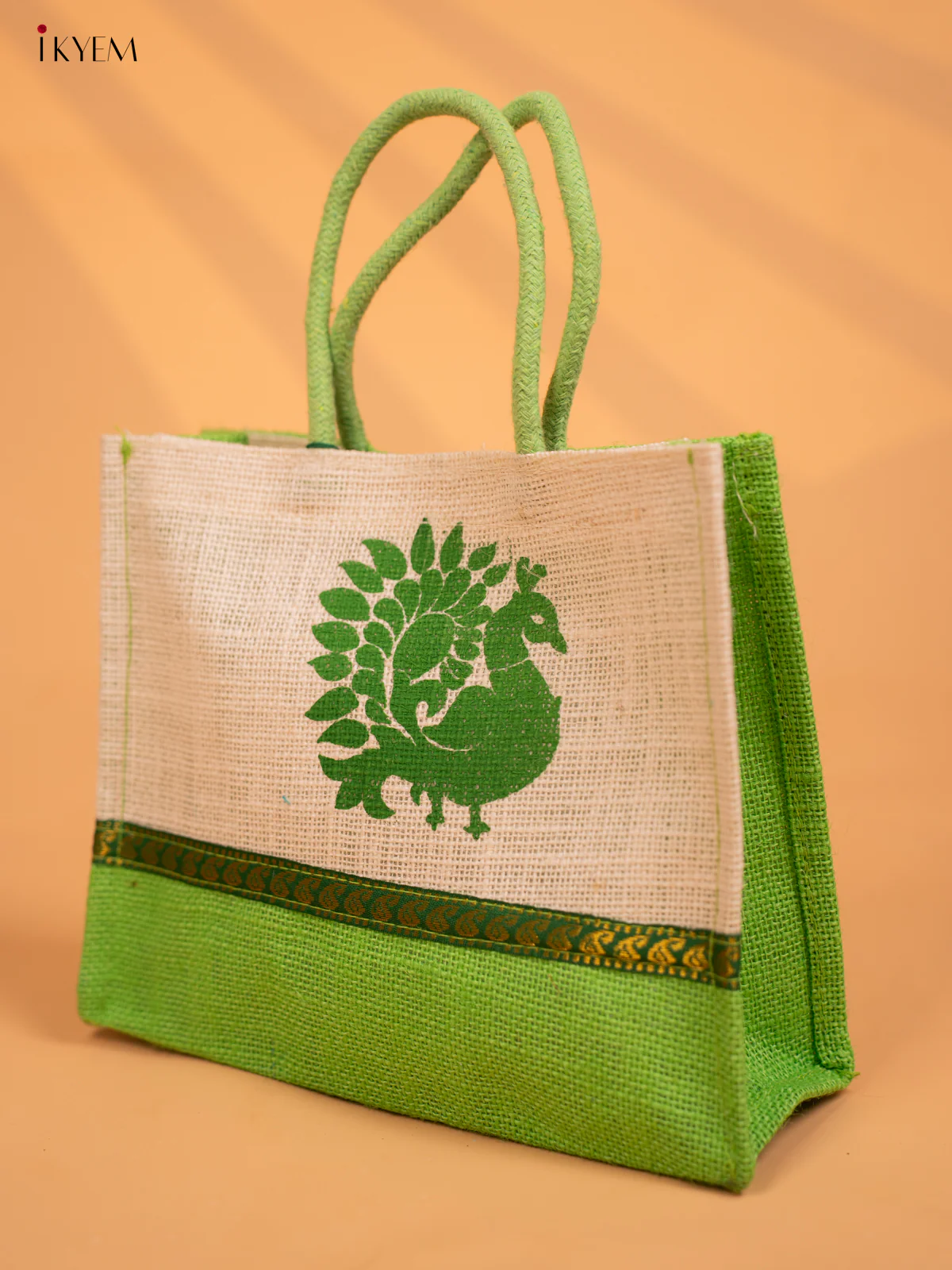 Jute bag peacock - Green - KD04125 - Image 3