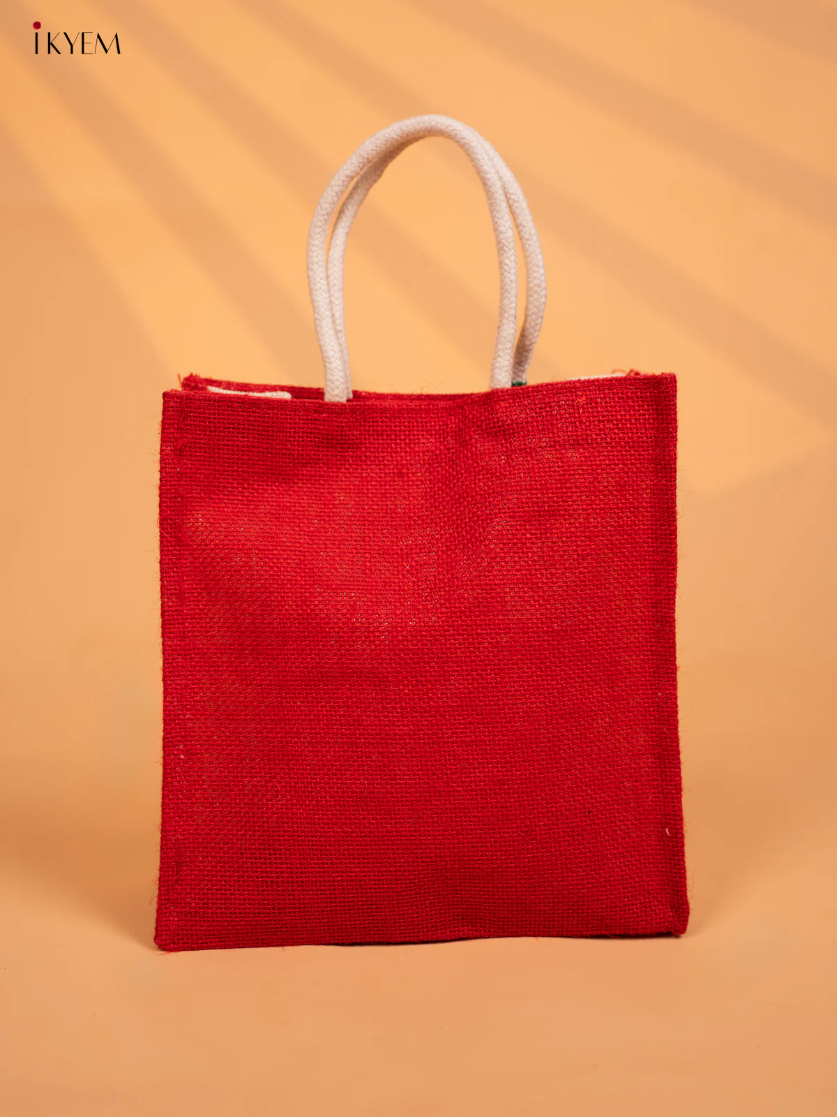 Elegant Namaste Printed Red Jute Bag - 10 Inch  KD04131 - Image 4