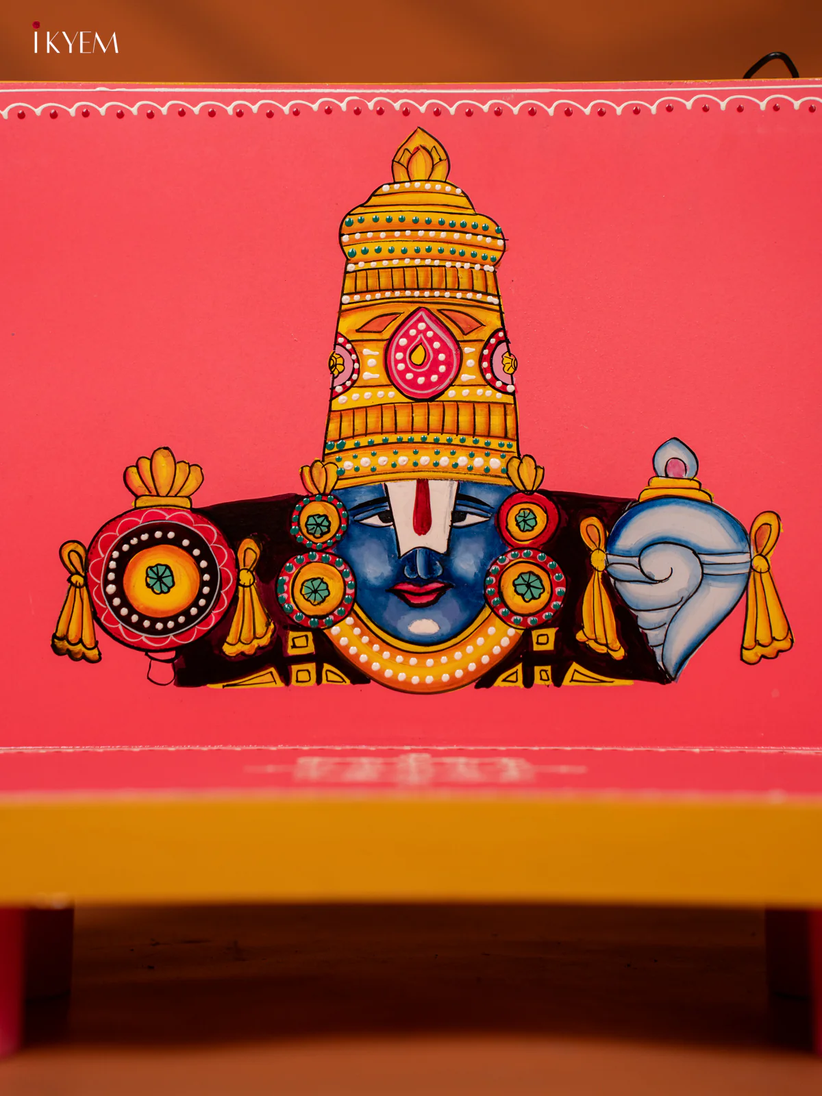 Hand-Painted Wooden Balaji Wall Hanging Pooja Stand - 10 Inches - KE27148 - Image 3