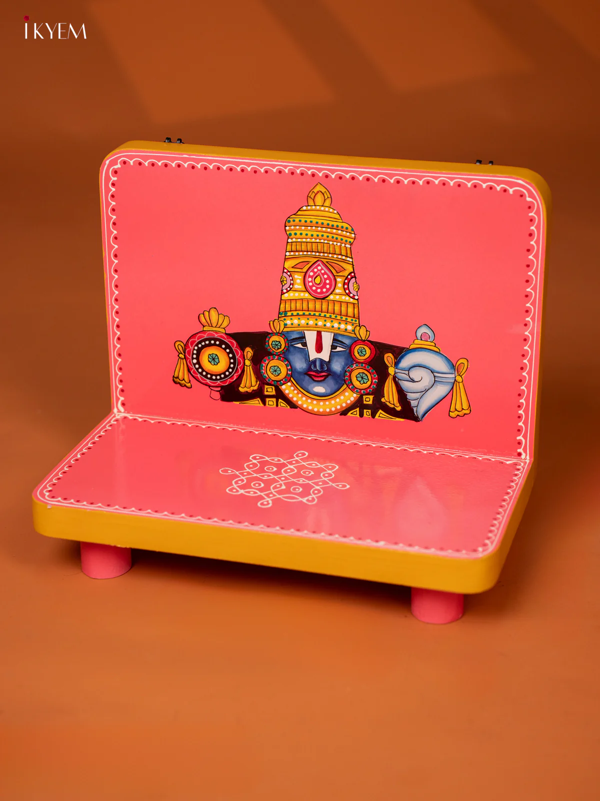Hand-Painted Wooden Balaji Wall Hanging Pooja Stand - 10 Inches - KE27148 - Image 5