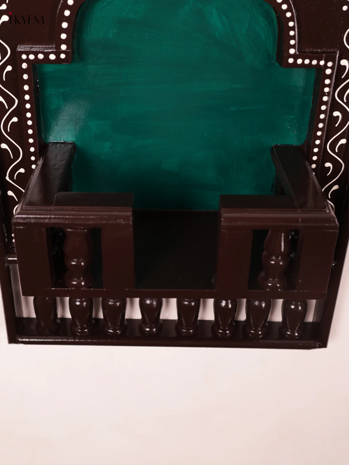 Wooden Hand Painted Jharokha Frame with Stand - Green - 16 Inches - KEA1234 - Image 3