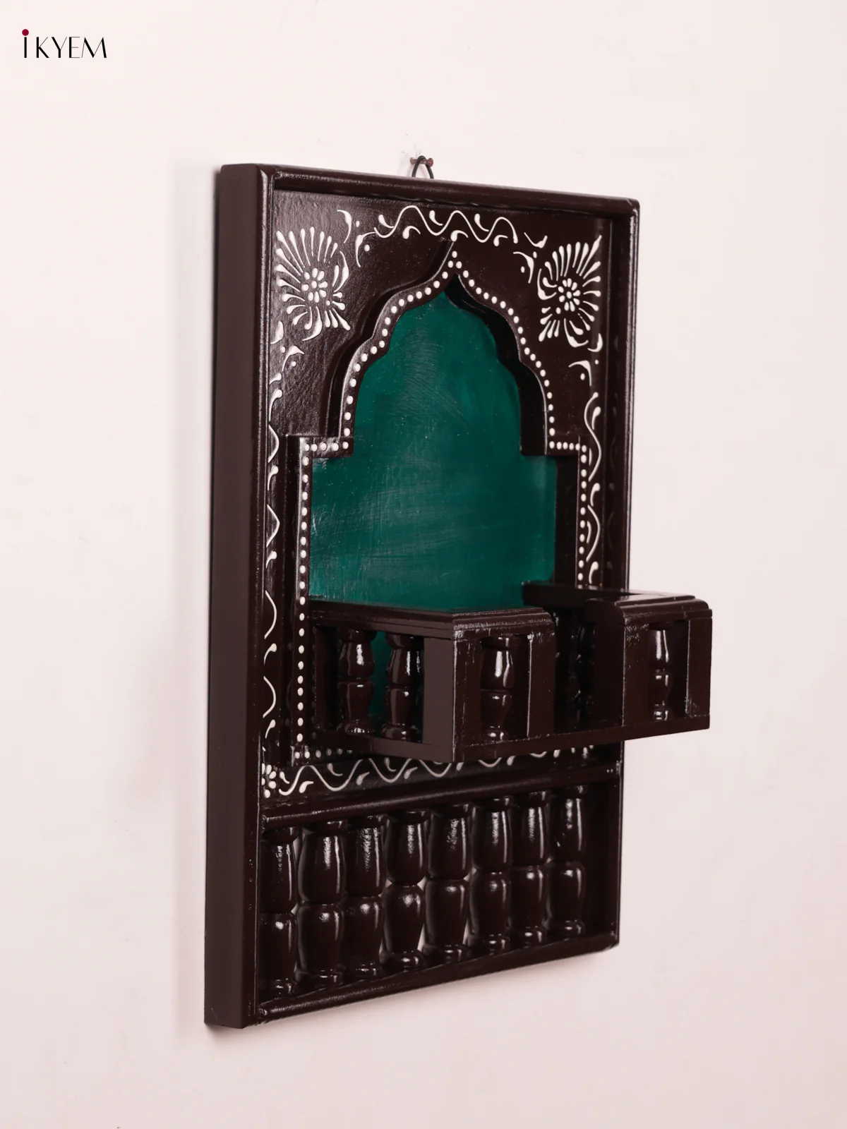 Wooden Hand Painted Jharokha Frame with Stand - Green - 16 Inches - KEA1234 - Image 4