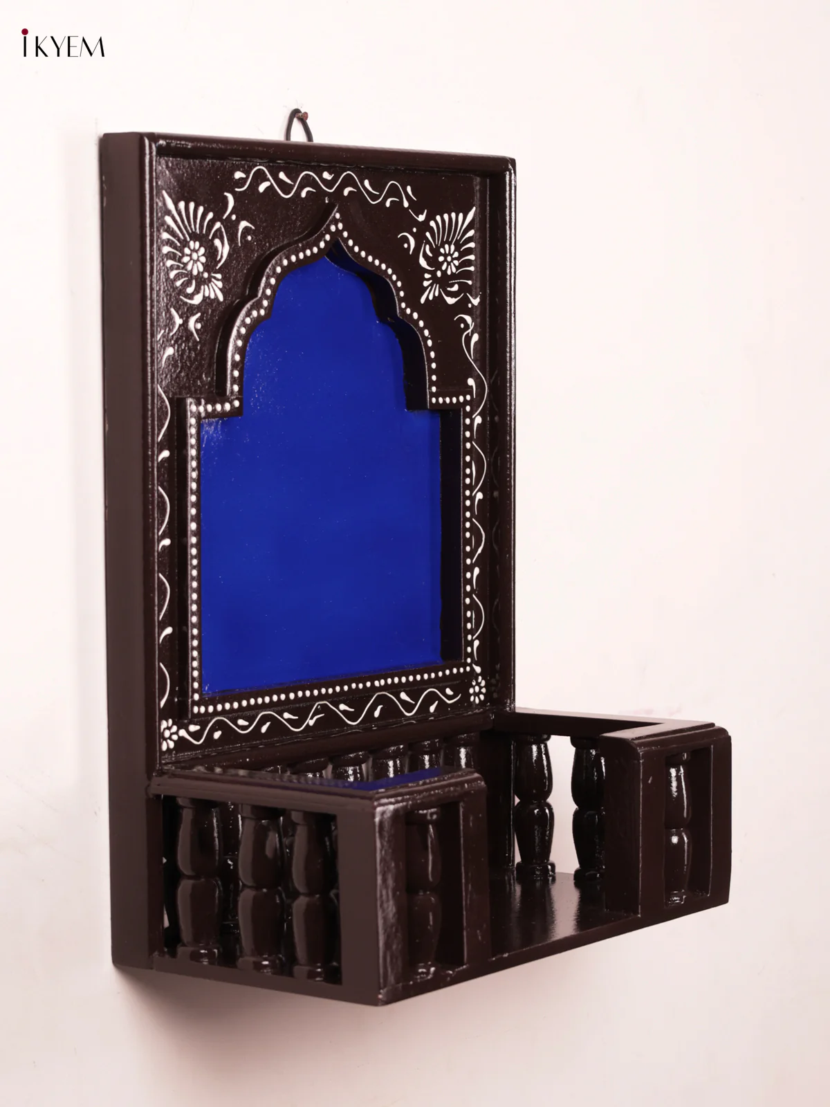Wooden Hand Painted Jharokha Frame with Stand - Blue - 16 Inches - KEA1312 - Image 4