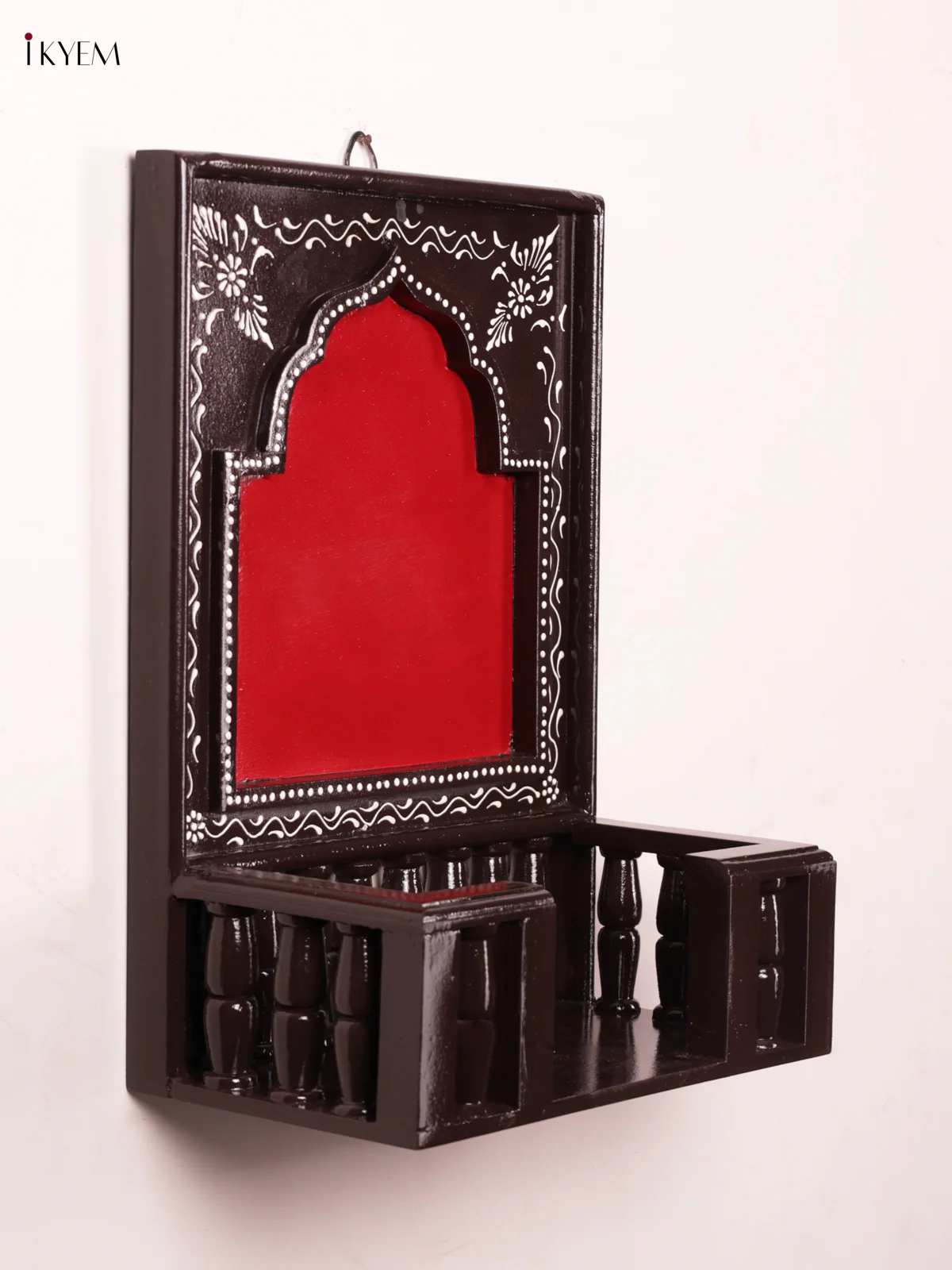 Wooden Hand Painted Jharokha Frame with Stand - Red - 16 Inches - KEA1313 - Image 4