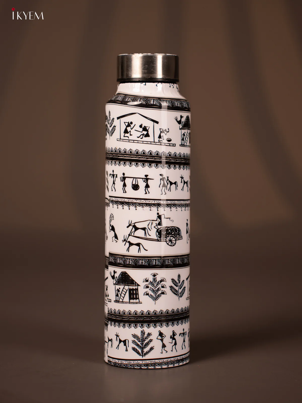 Warli Digital Printed Stainless Steel Water Bottle - 10.5 Inch - KG23120 - Image 3