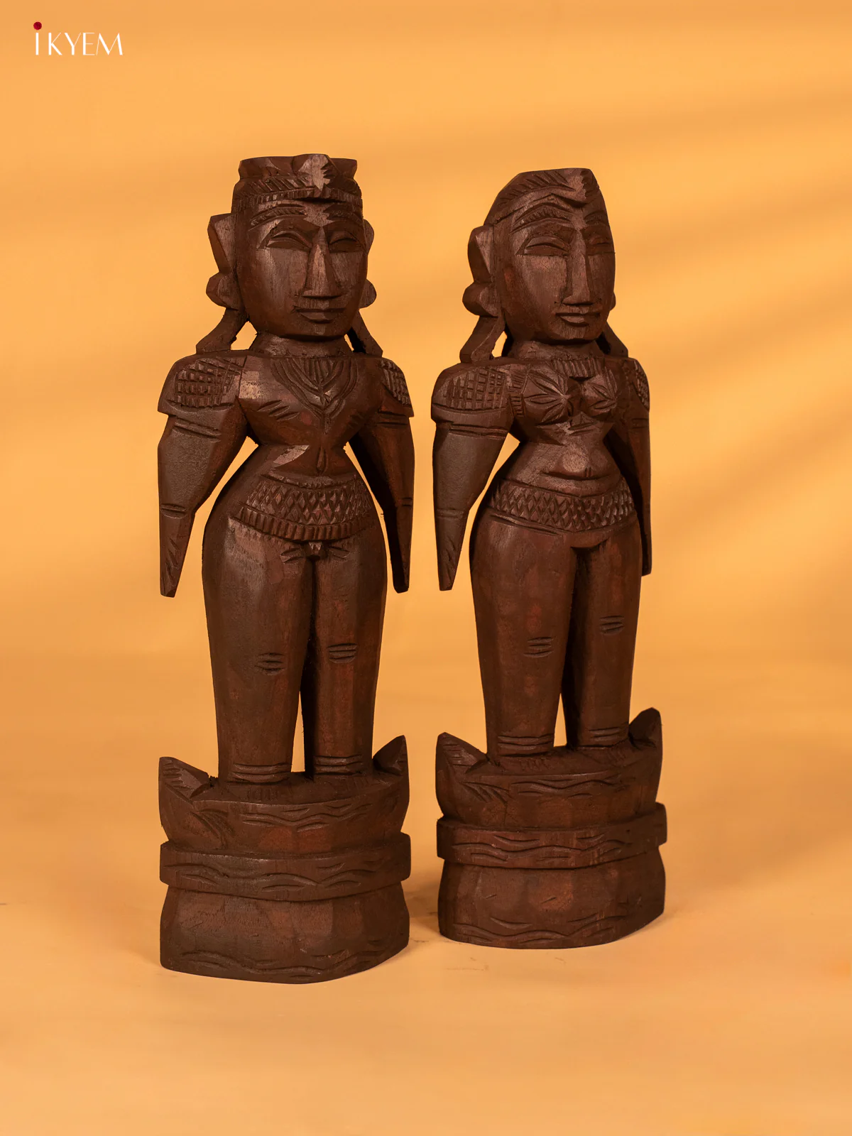 Hand-Carved Wooden Marapachi Couple Doll - 13 Inches - KH14184 - Image 3