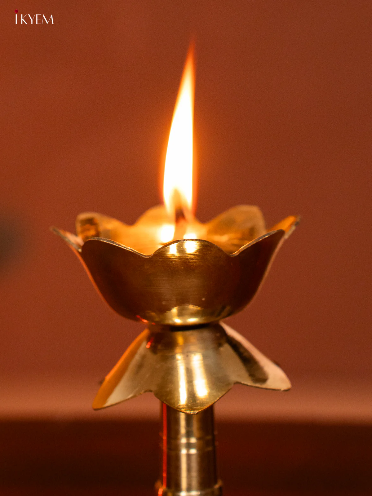 Brass Lotus Akhand Diya with Stand - 4.5 Inch - KH18195 - Image 3