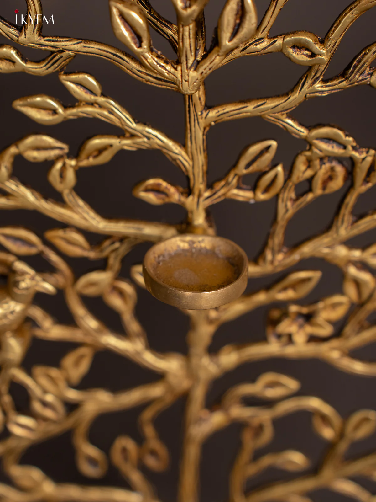 Brass Tree with Candel Holder - 16.5 Inch - KI07123 - Image 3
