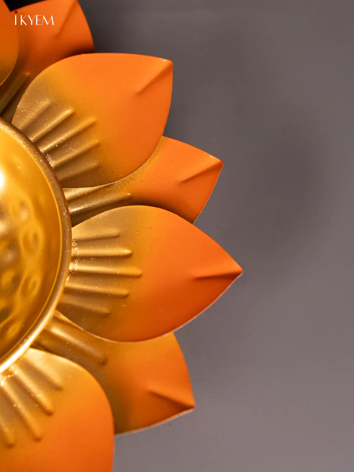 Metal Lotus Urli in Orange - (12x12) Inches - KI19131 - Image 3