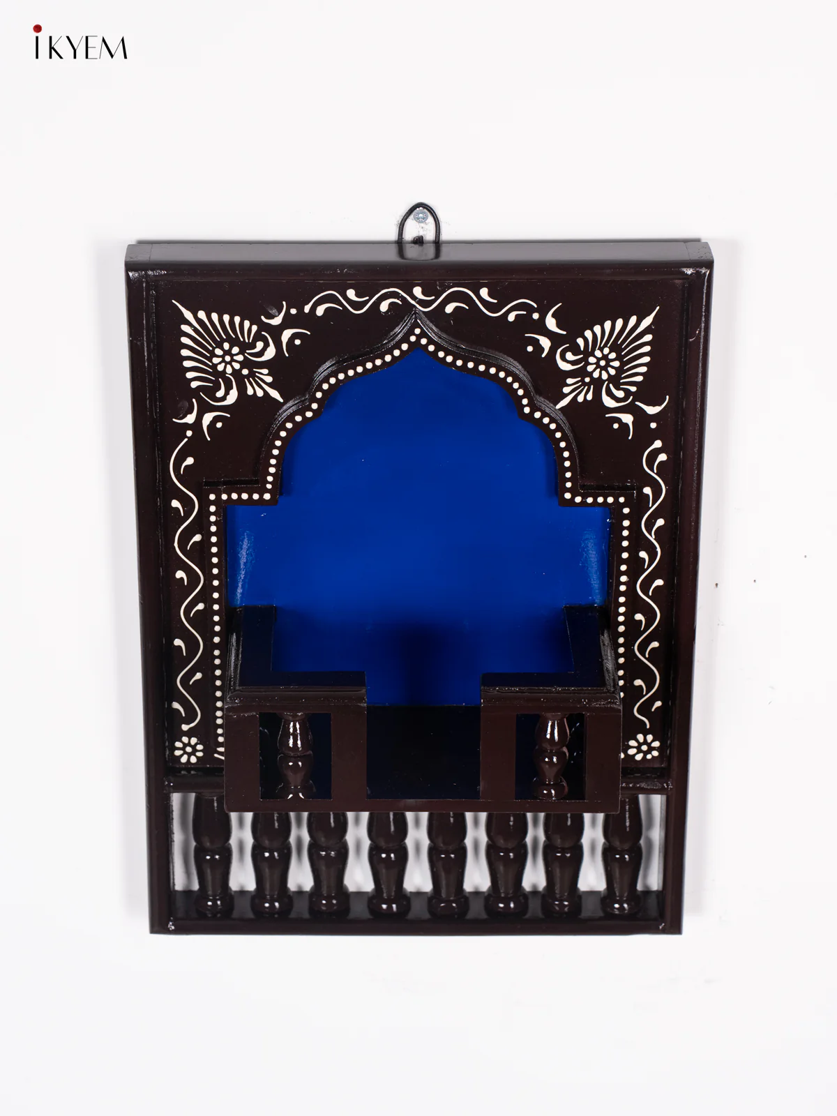 Wooden Hand Painted Jharokha Frame with Stand - Blue - 16 Inches - KI27114 - Image 3
