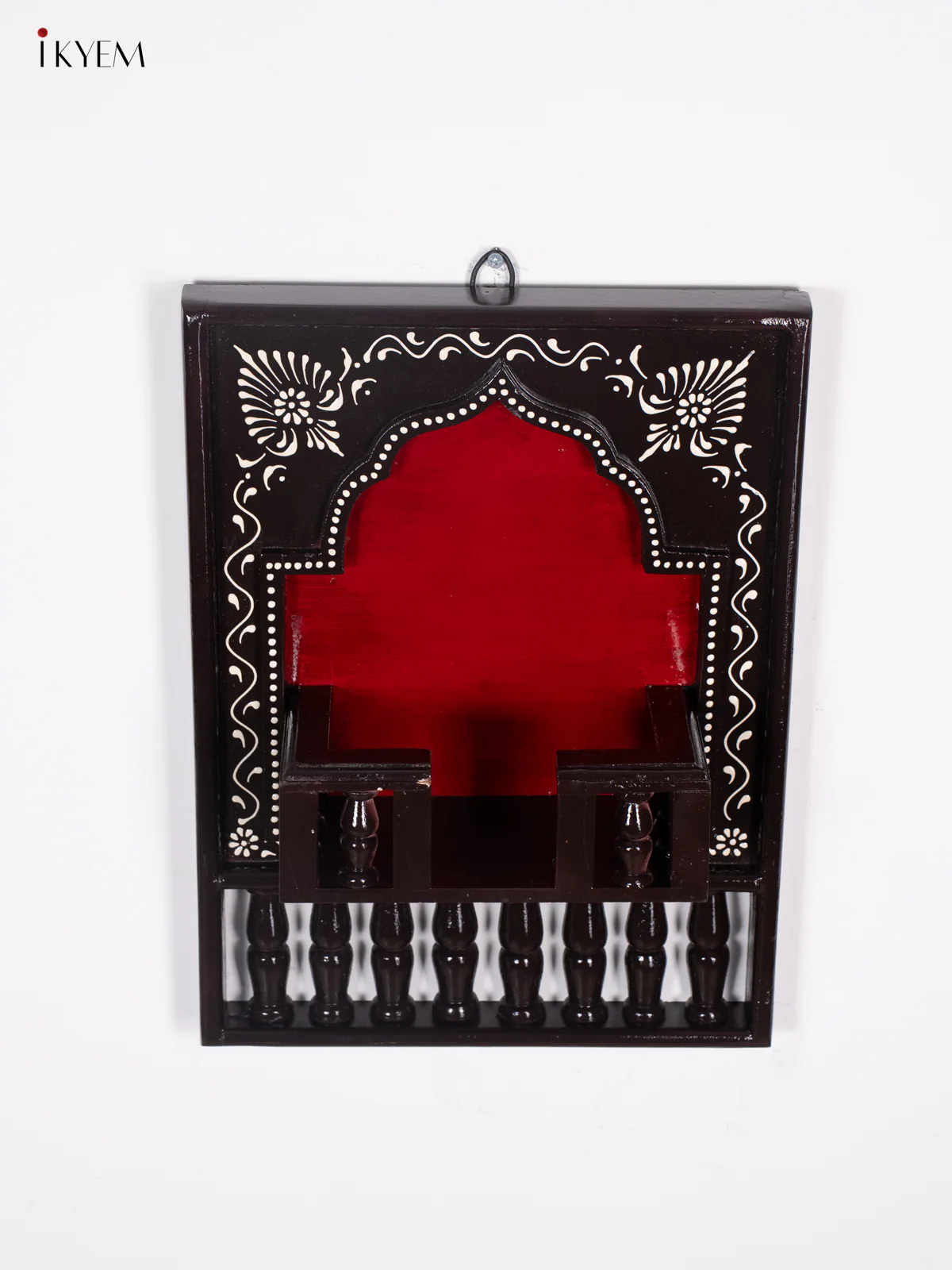 Wooden Hand Painted Jharokha Frame with Stand - Maroon - 16 Inches - KI27116 - Image 3