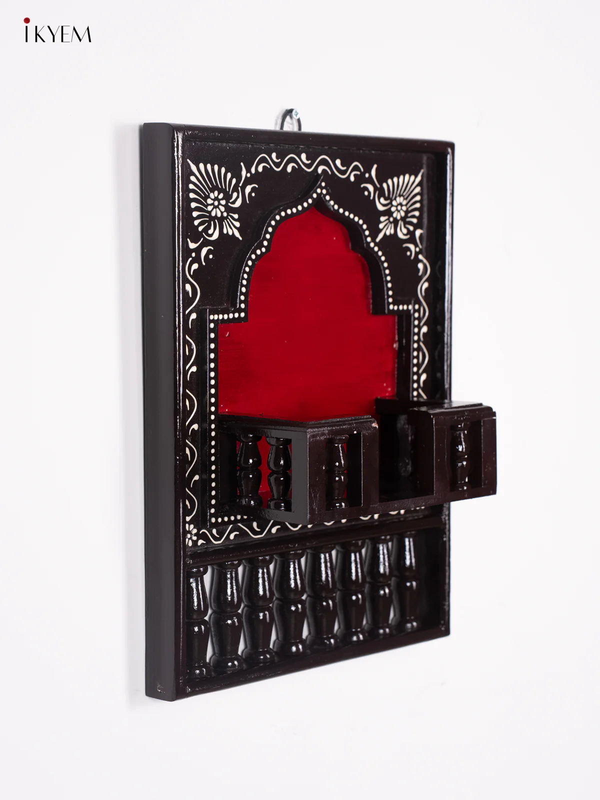 Wooden Hand Painted Jharokha Frame with Stand - Maroon - 16 Inches - KI27116 - Image 5