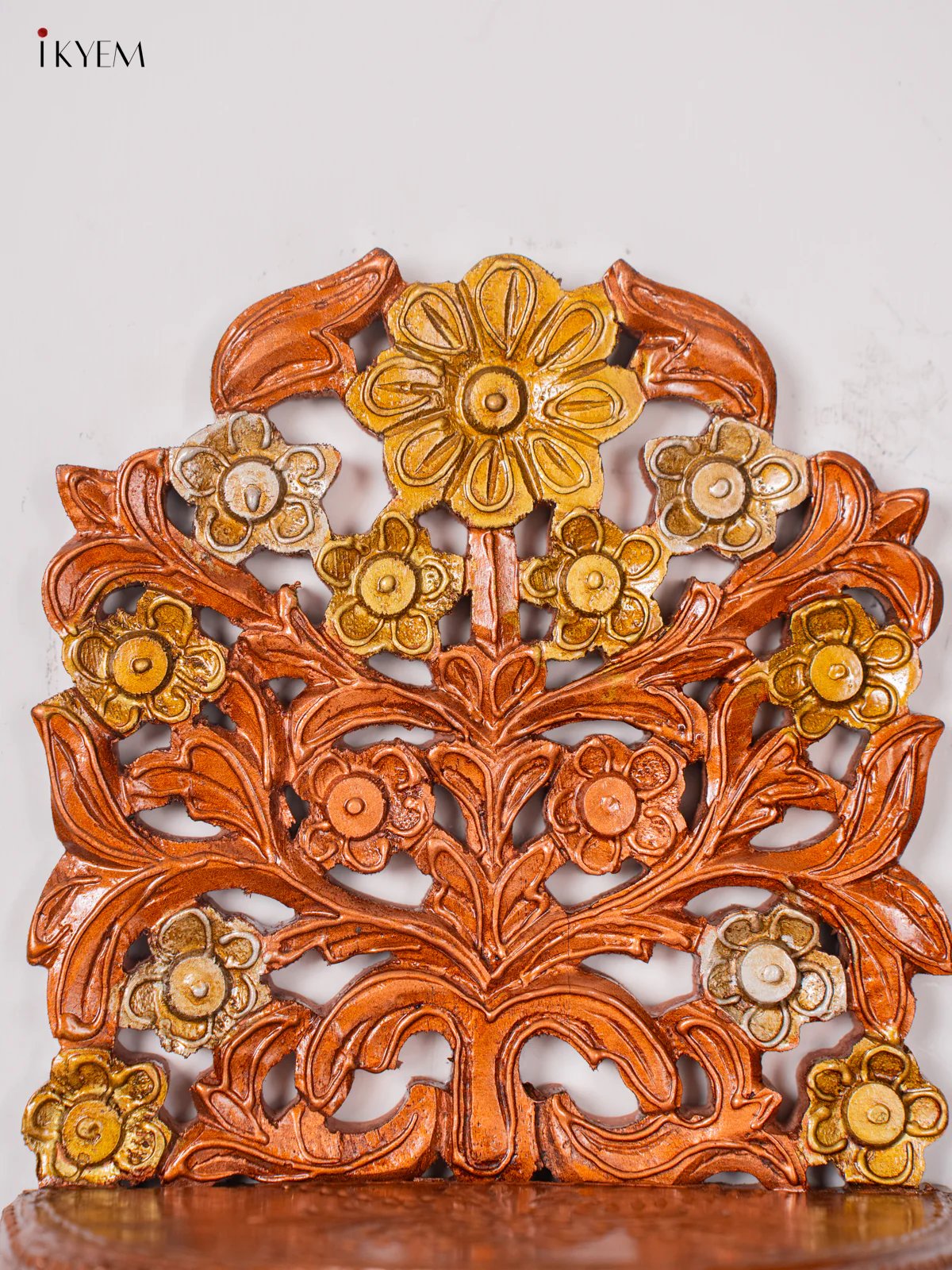 Floral Design Foldable Wall Shelf/Jharokha - Copper - 15 Inches - KK05118 - Image 3