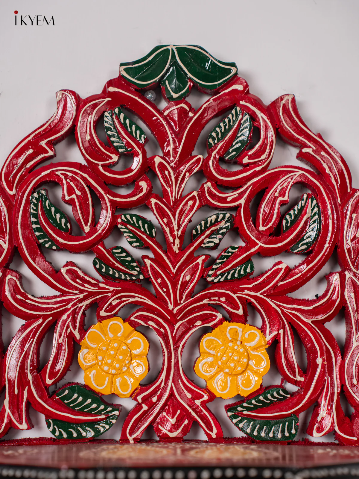 Leaf Design Foldable Wall Shelf/Jharokha - Red - 15 Inch - KK05120 - Image 3