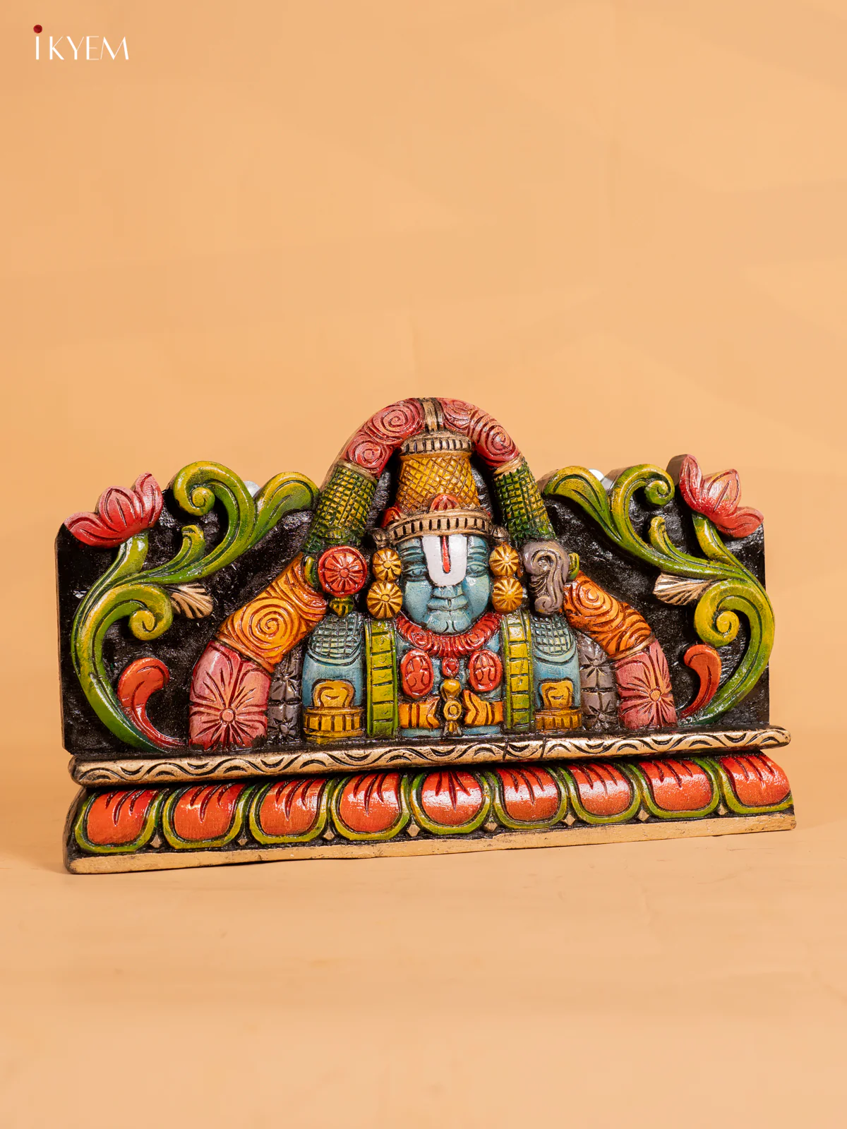 Hand-Painted Wooden Balaji Face Panel - 10.5 Inch - KN01114 - Image 3