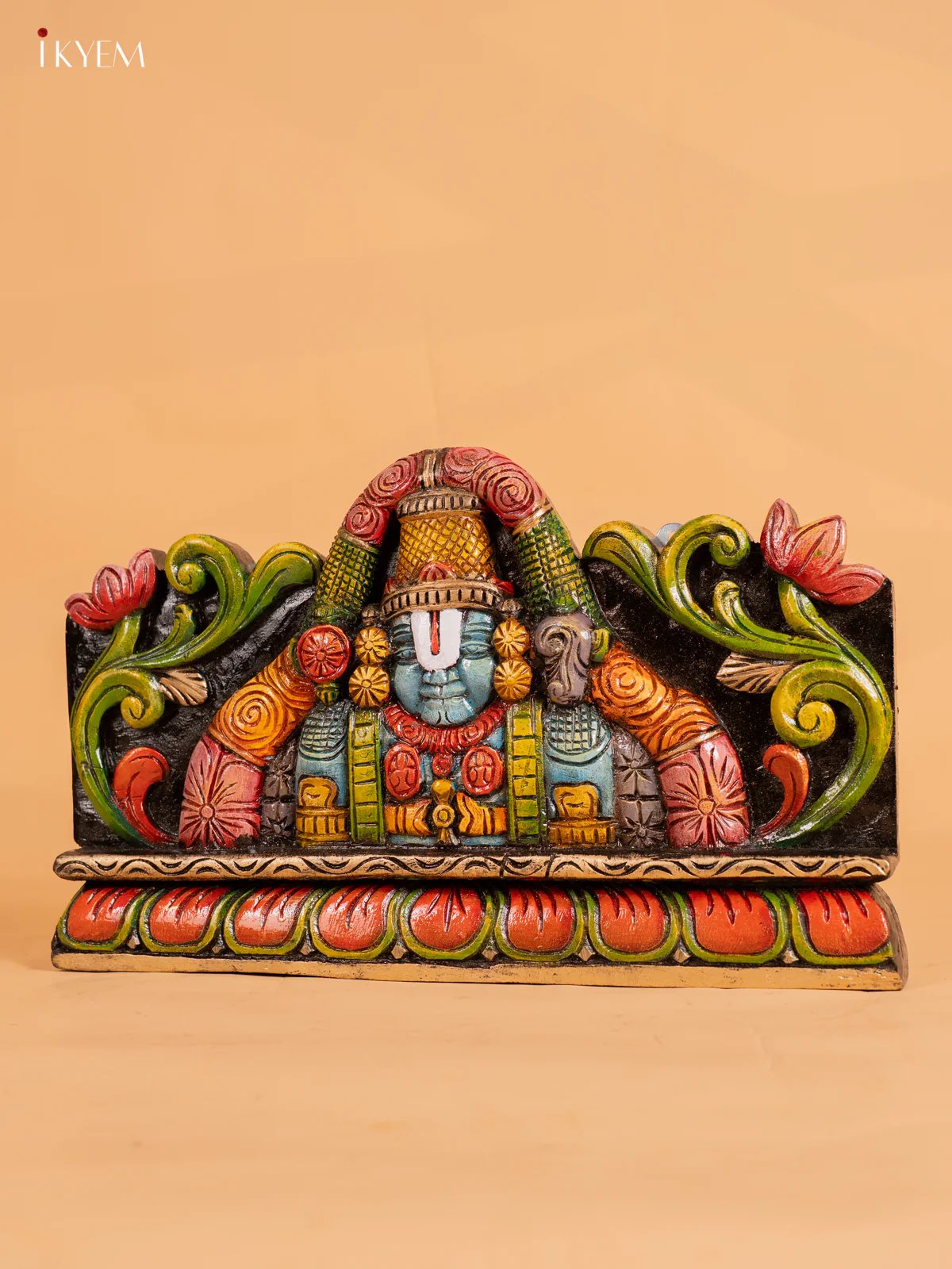 Hand-Painted Wooden Balaji Face Panel - 10.5 Inch - KN01114 - Image 4