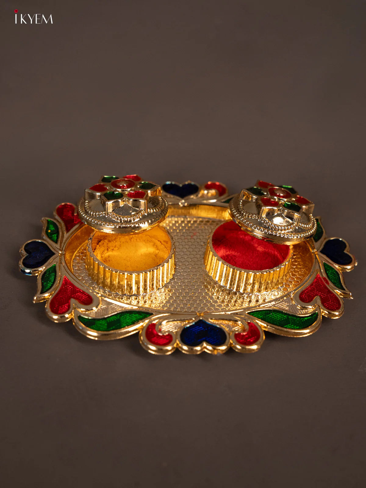 Beautiful Meenakari Haldi Kumkum Holder - KG25207 - Image 3