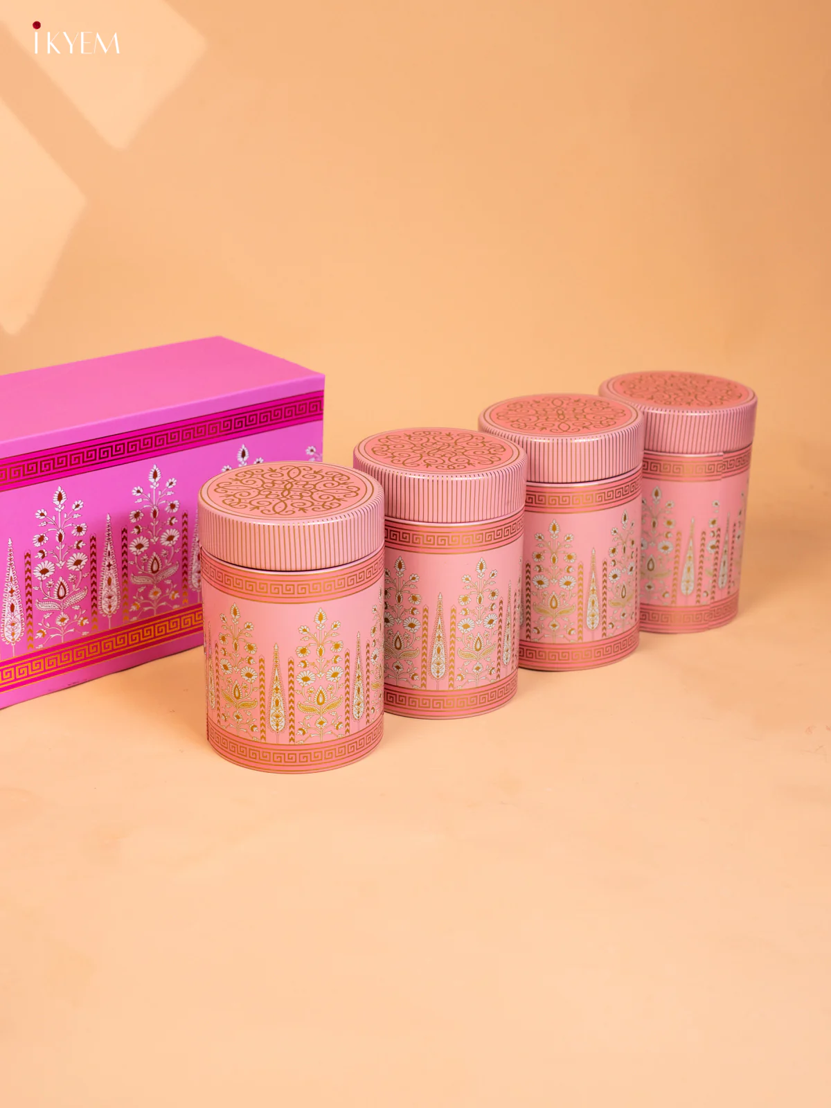 Pink Digital Printed Dry Fruit Hamper Box with 4 Big Jars - KB27129 - Image 3