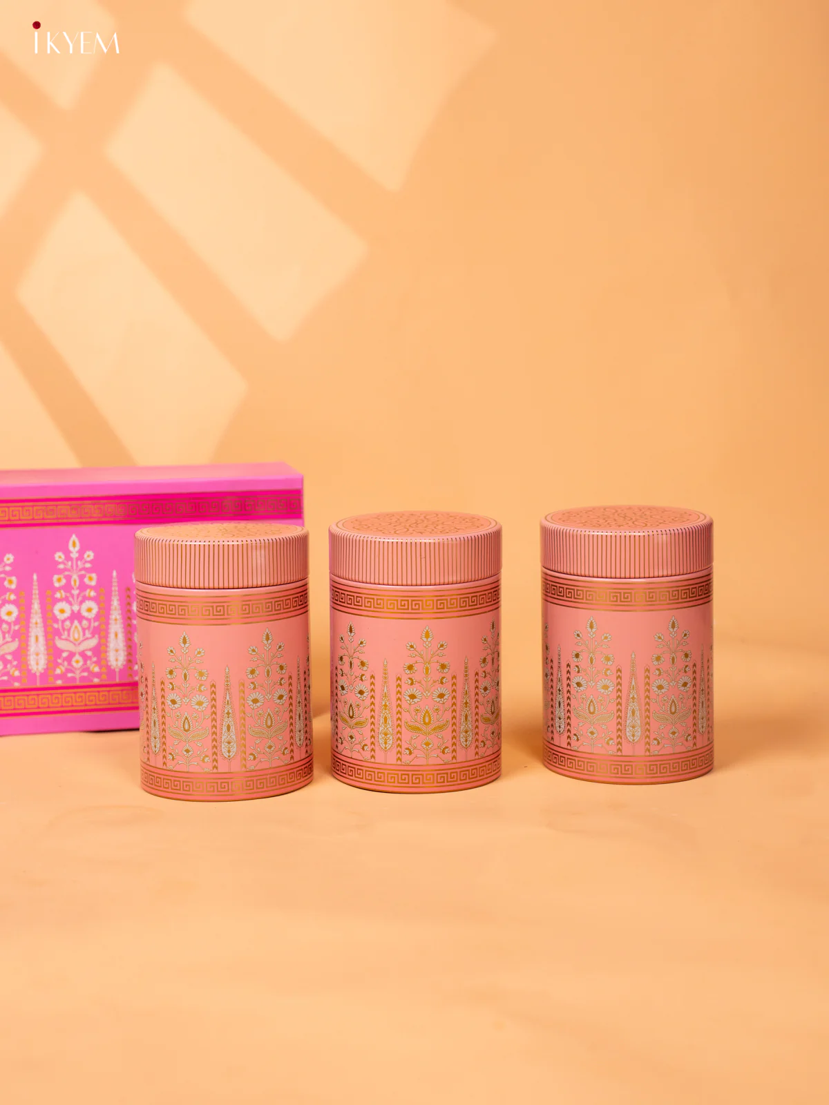 Pink Digital Printed Dry Fruit Hamper Box with 3 Small Jars - KB27133 - Image 3
