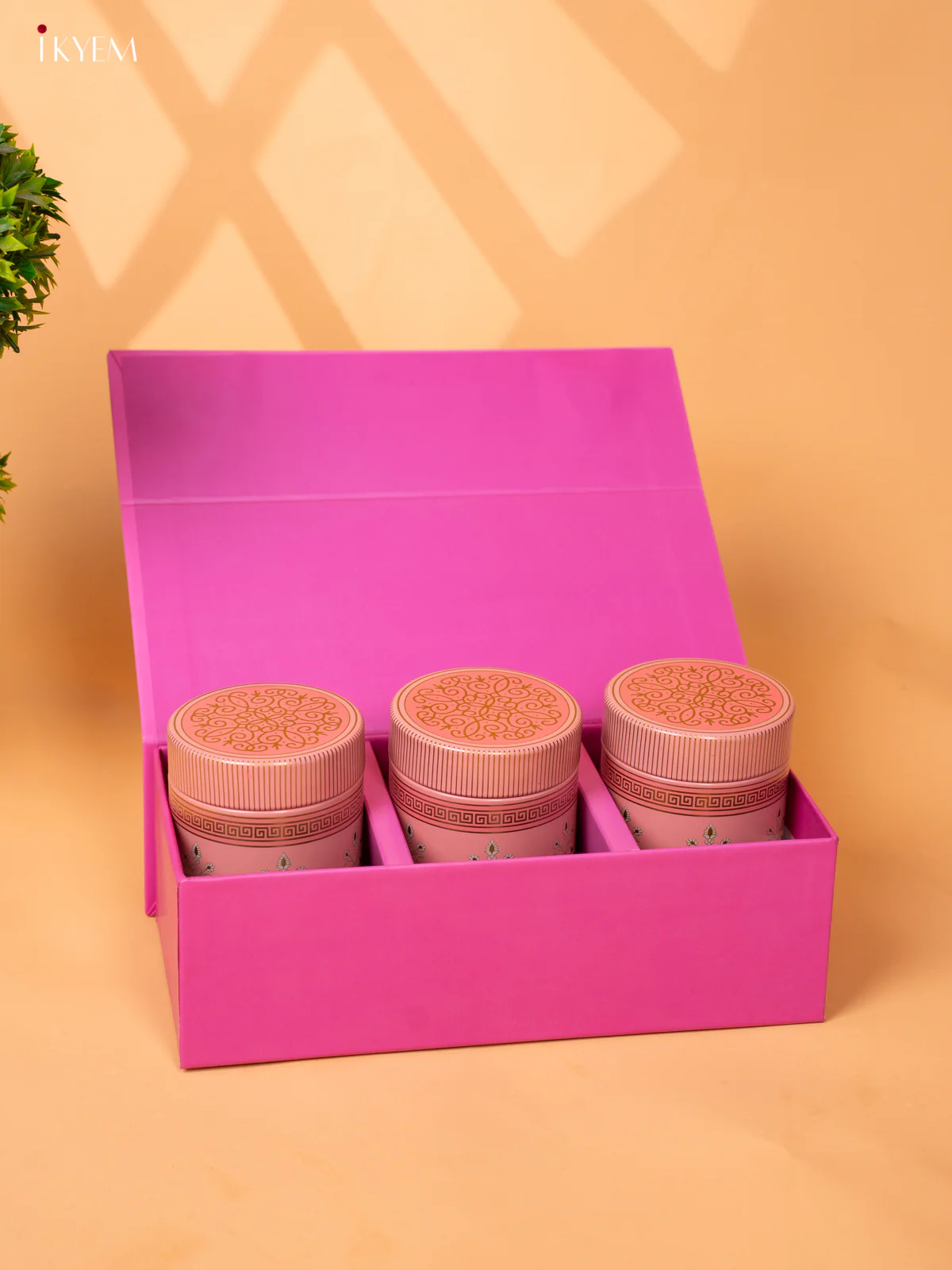 Pink Digital Printed Dry Fruit Hamper Box with 3 Small Jars - KB27133 - Image 7