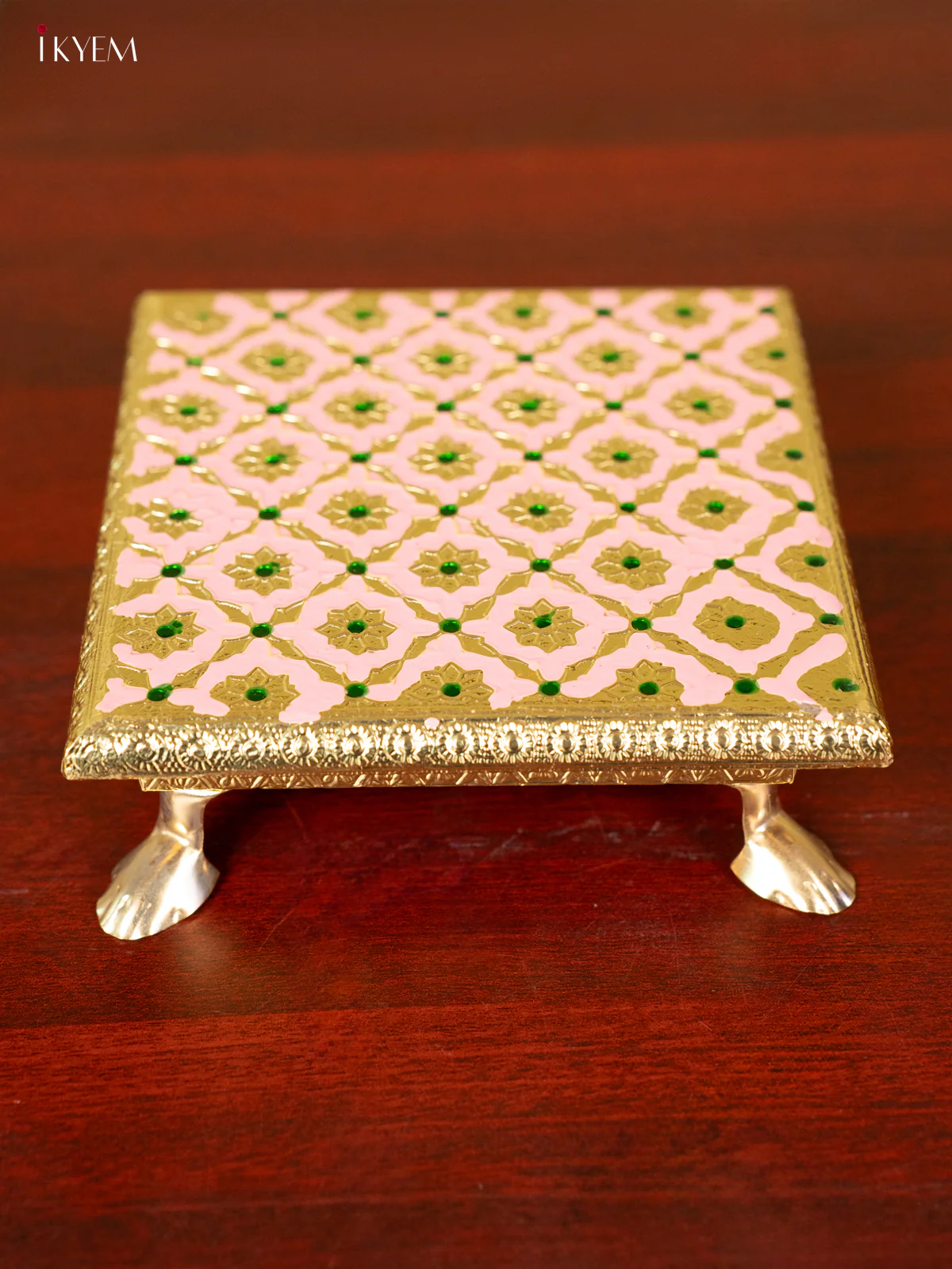 Pink Wooden Bajot With Meenakari Design - KC11122 - Image 3