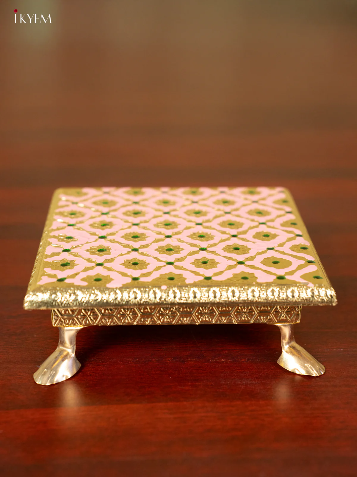 Pink Wooden Bajot With Meenakari Design - KC11122 - Image 4