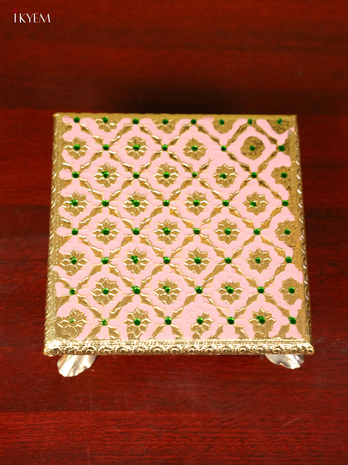 Pink Wooden Bajot With Meenakari Design - KC11122 - Image 5