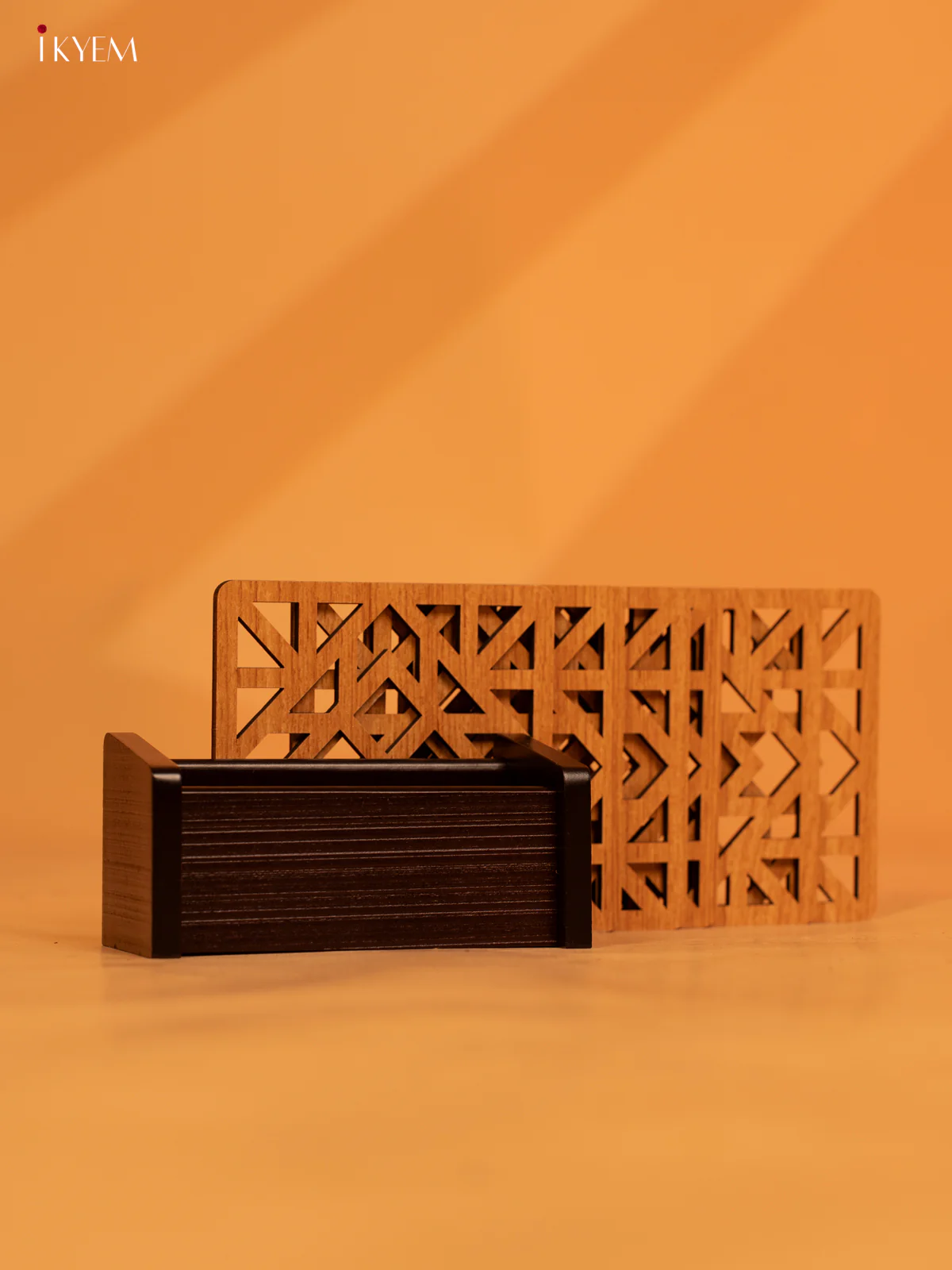 Set of 6 Geometric Wooden Laser‑Cut Coasters - 4 Inch - KL18146 - Image 3
