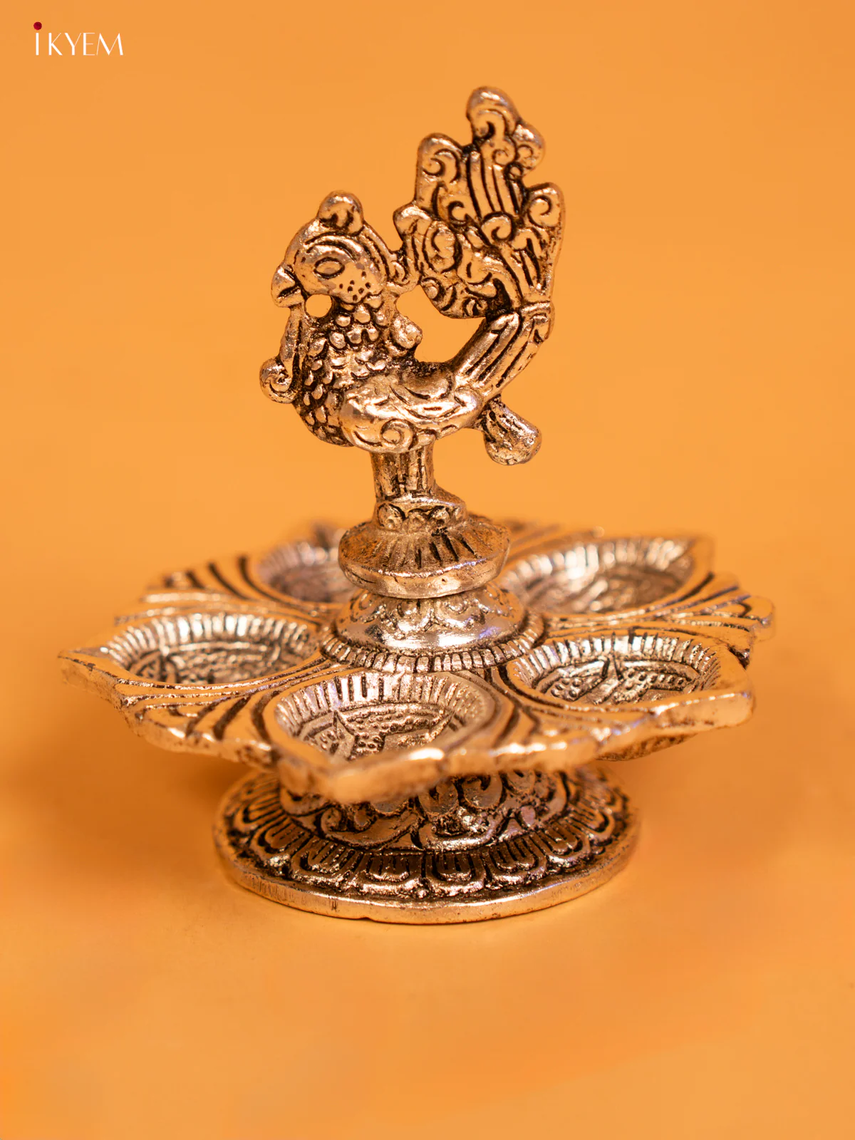 Stunning Silver Annapakshi Five face Diya - KL13115 - Image 3