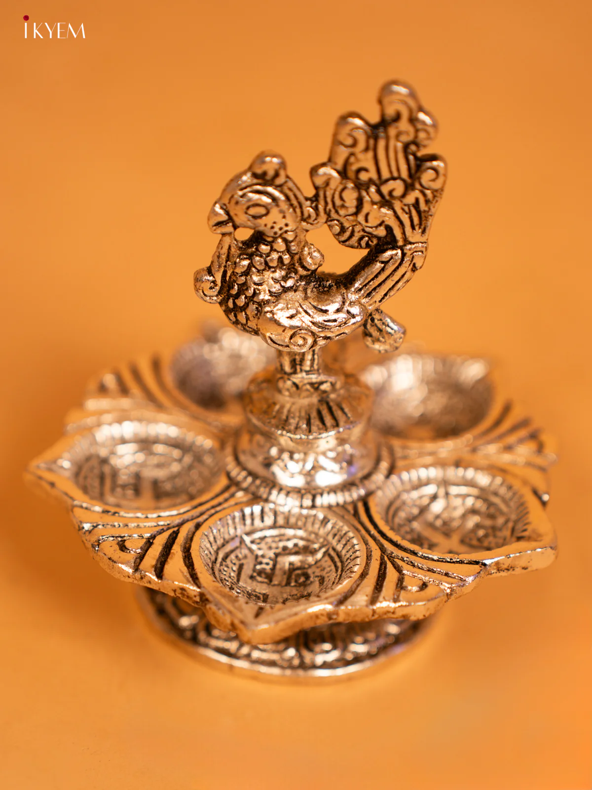 Stunning Silver Annapakshi Five face Diya - KL13115 - Image 4
